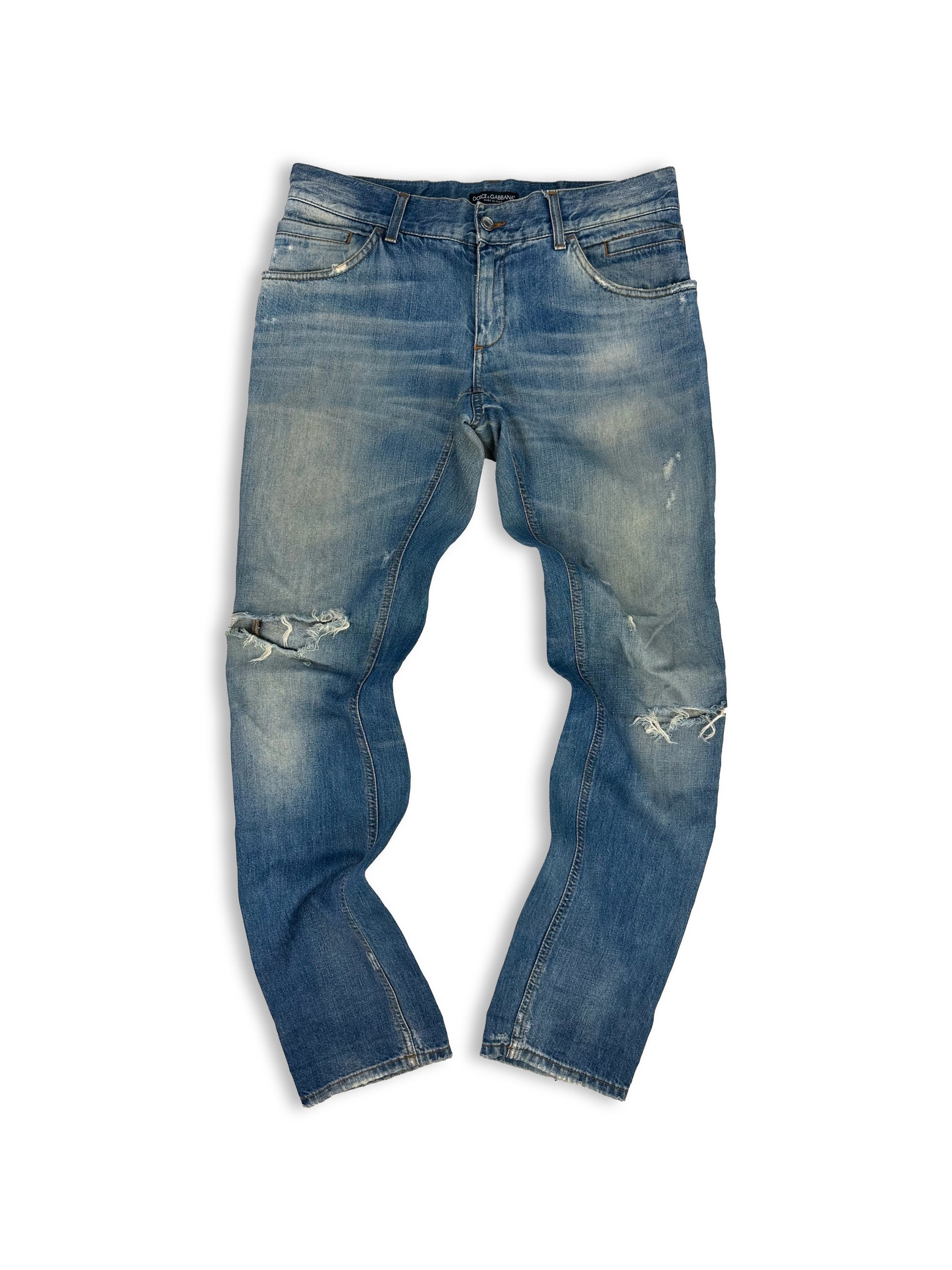 00s Dolce & Gabbana Blue Wash Distressed Denim
