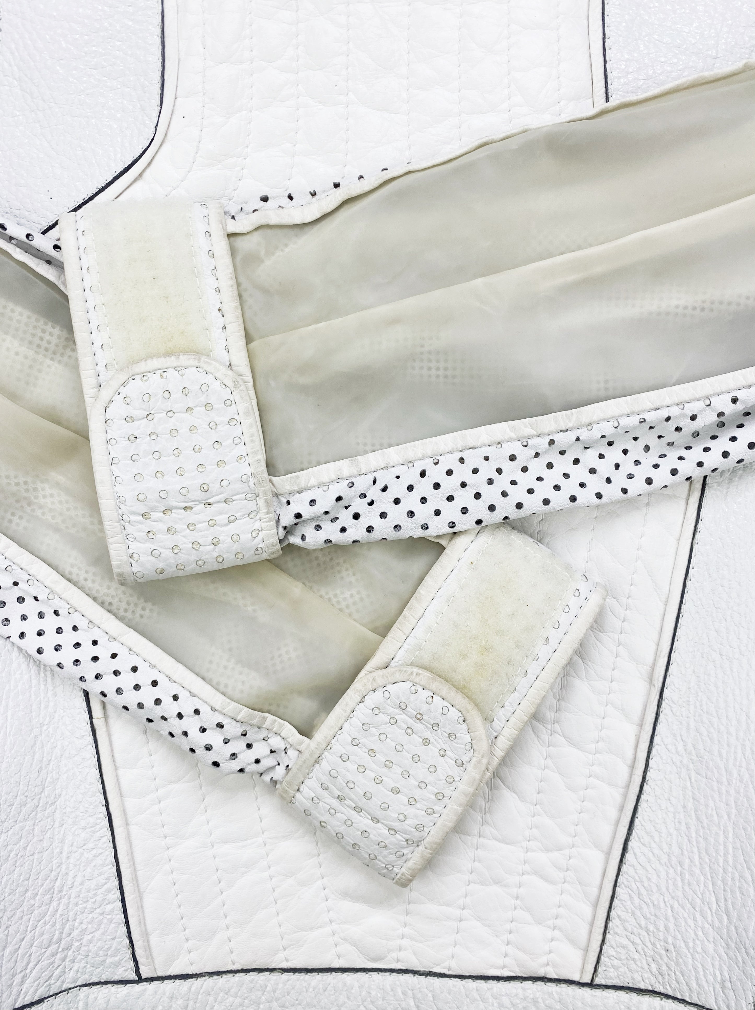 Gucci by Tom Ford White Leather Perforated Laced Racing Jacket