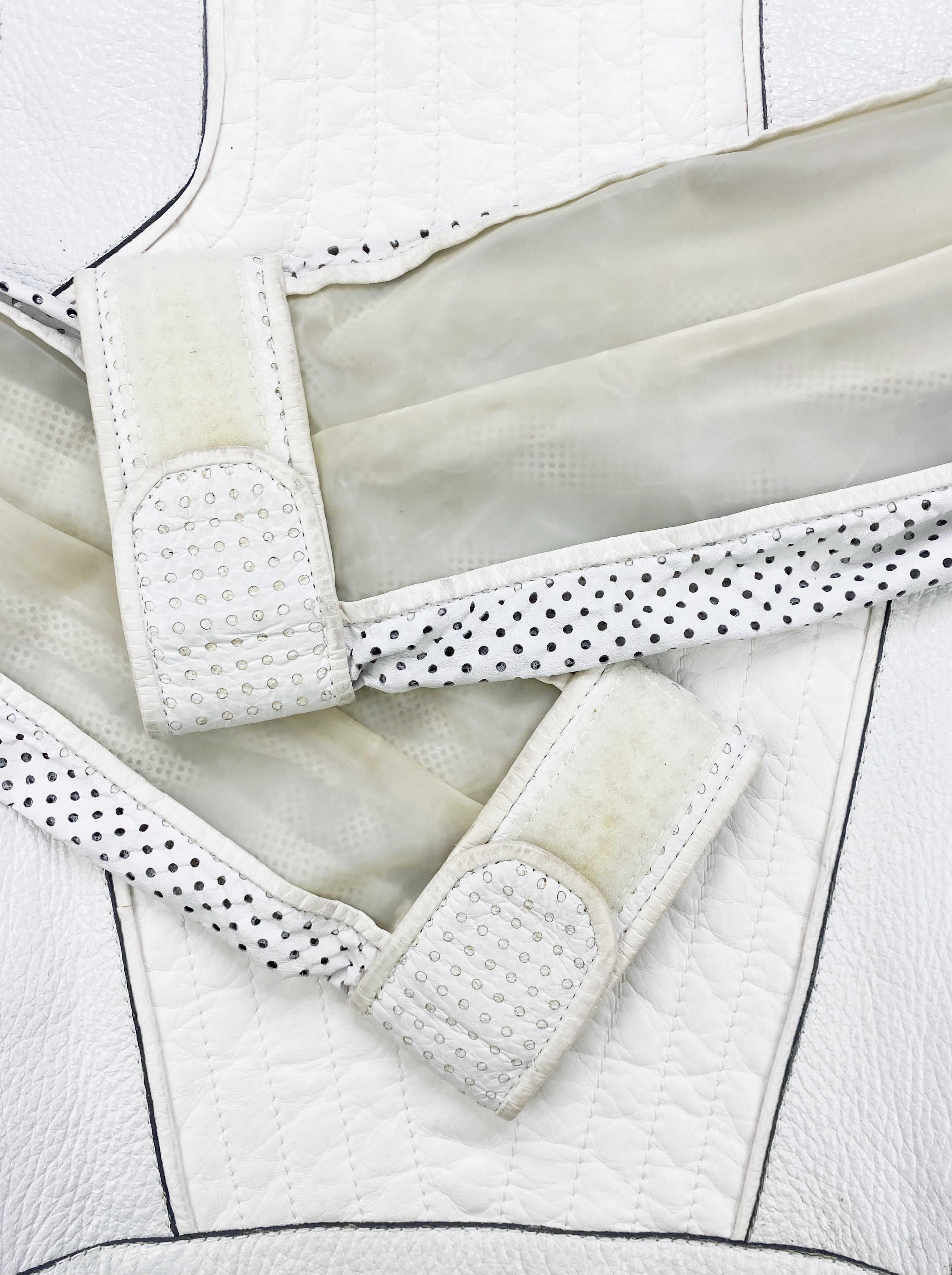 Gucci by Tom Ford White Leather Perforated Laced Racing Jacket