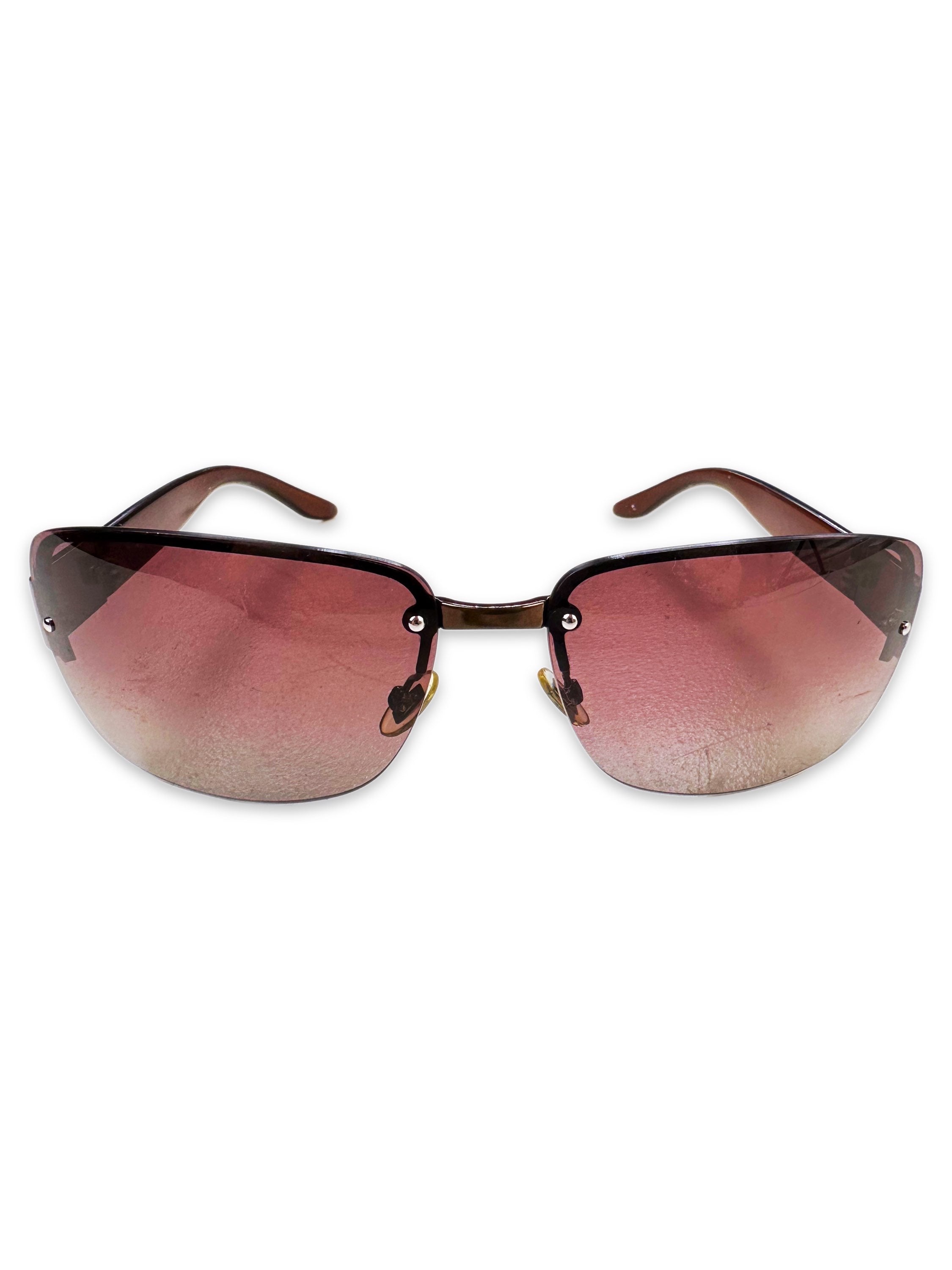 00s Gucci Rose Tint Rimless Boxy Sunglasses