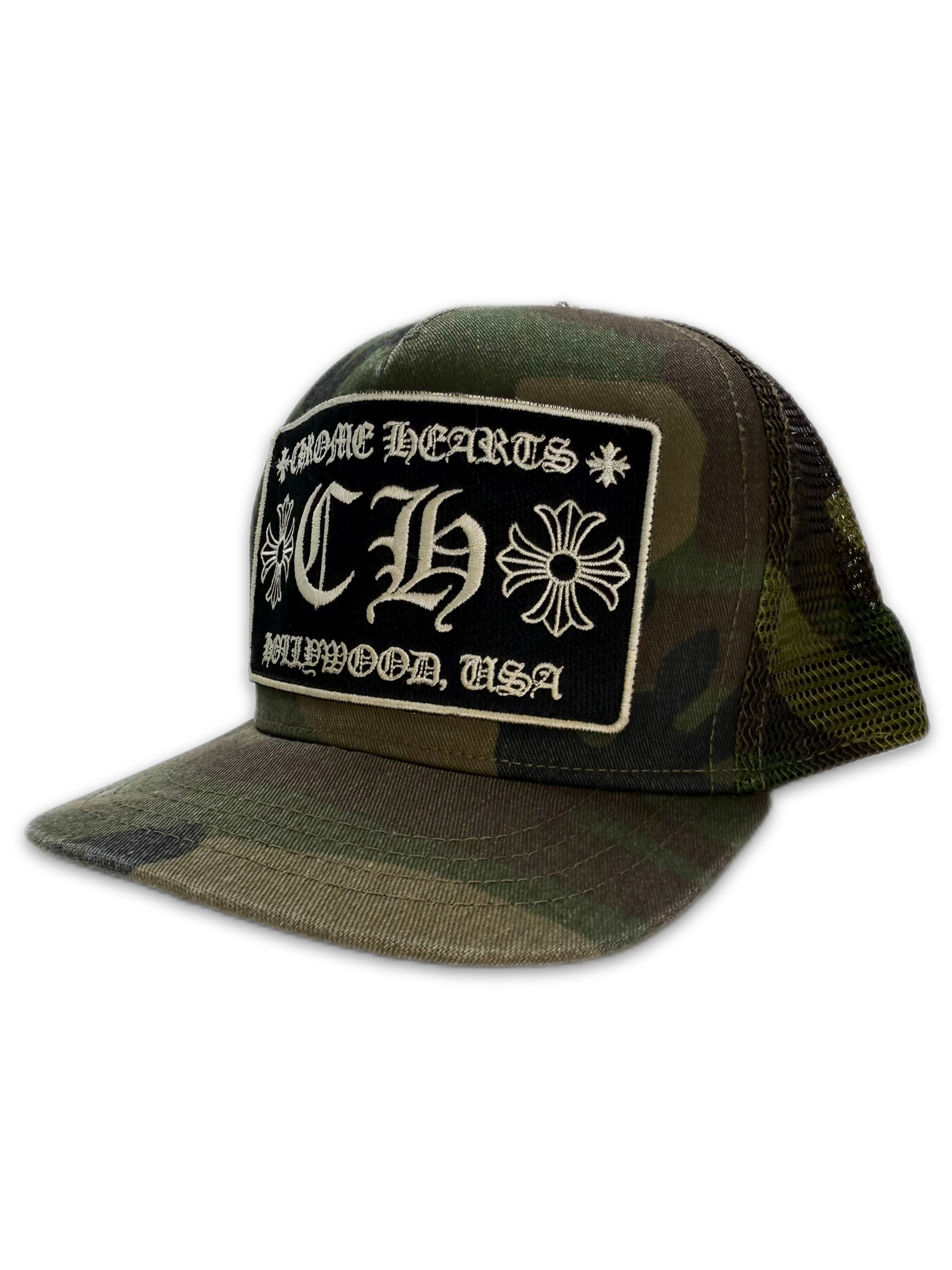 Chrome Hearts Green Camoflage .925 Silver Mesh Trucker Hat
