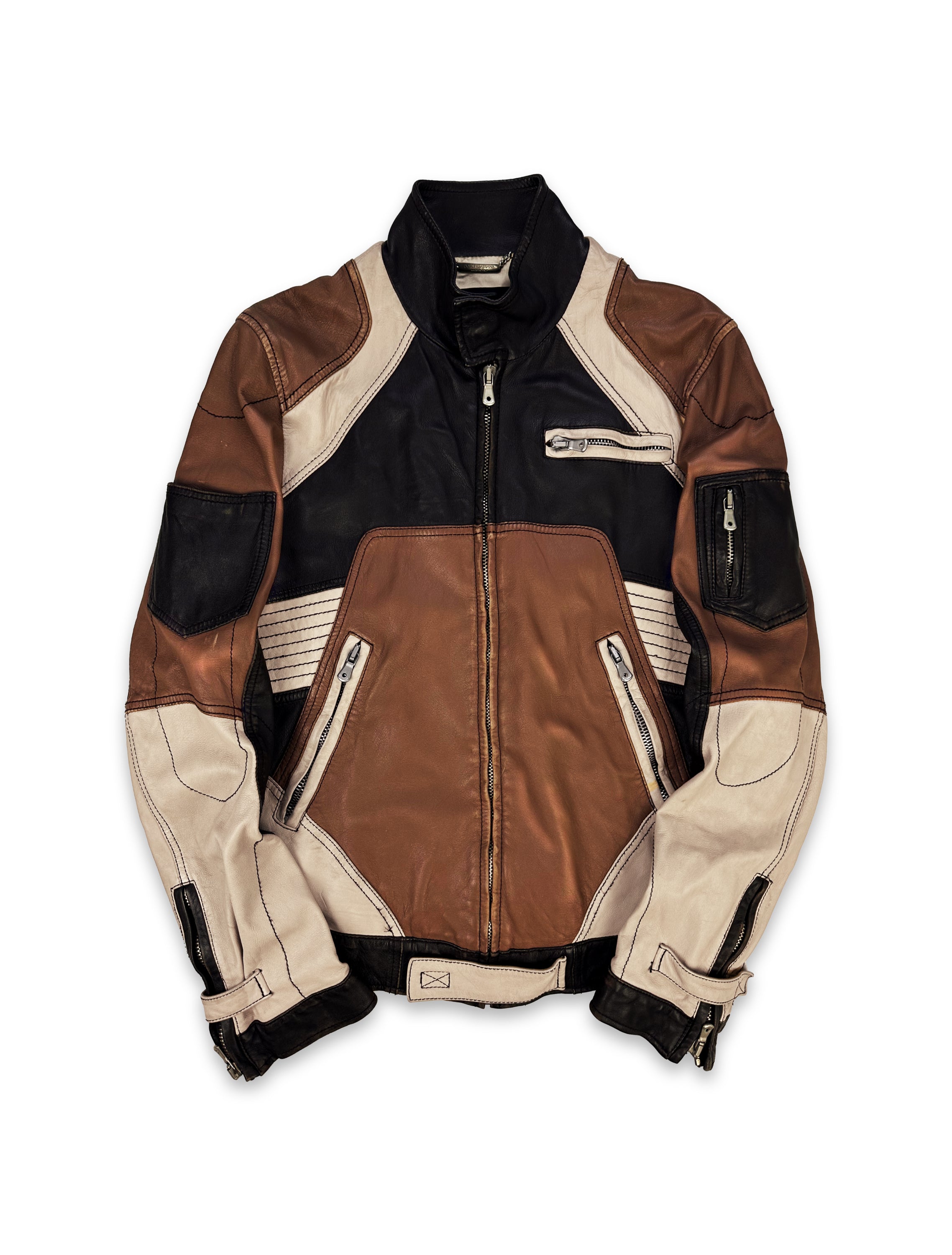 SS04 Dolce & Gabbana ‘Tonal’ Sheepskin Leather Racing Jacket