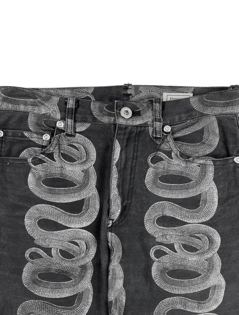 SS98 Hysteric Glamour Black Snake Pattern Skinny Denim