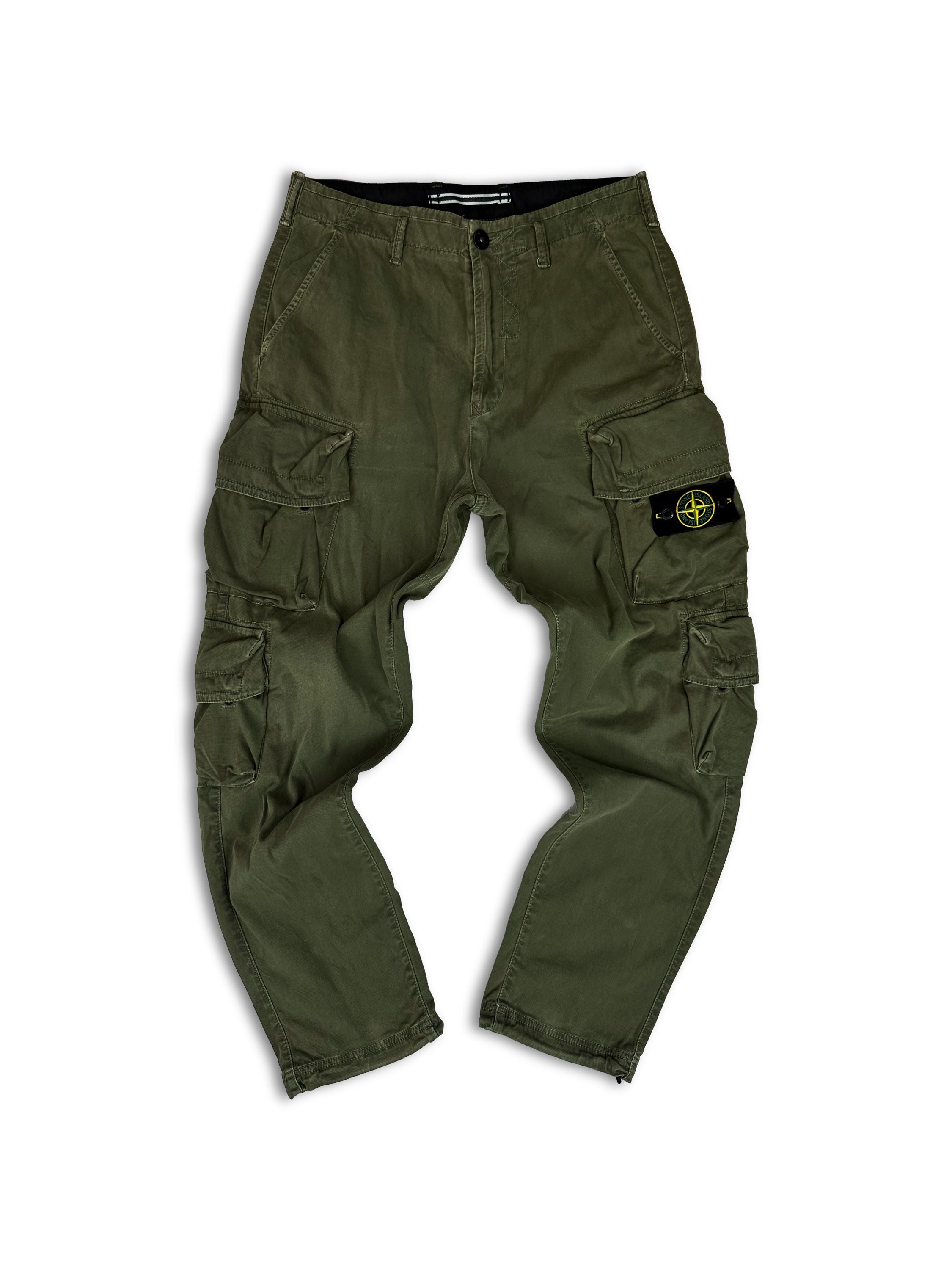 Stone Island Olive Green ‘Compass’ Patch Multi Pocket Cargo Pants