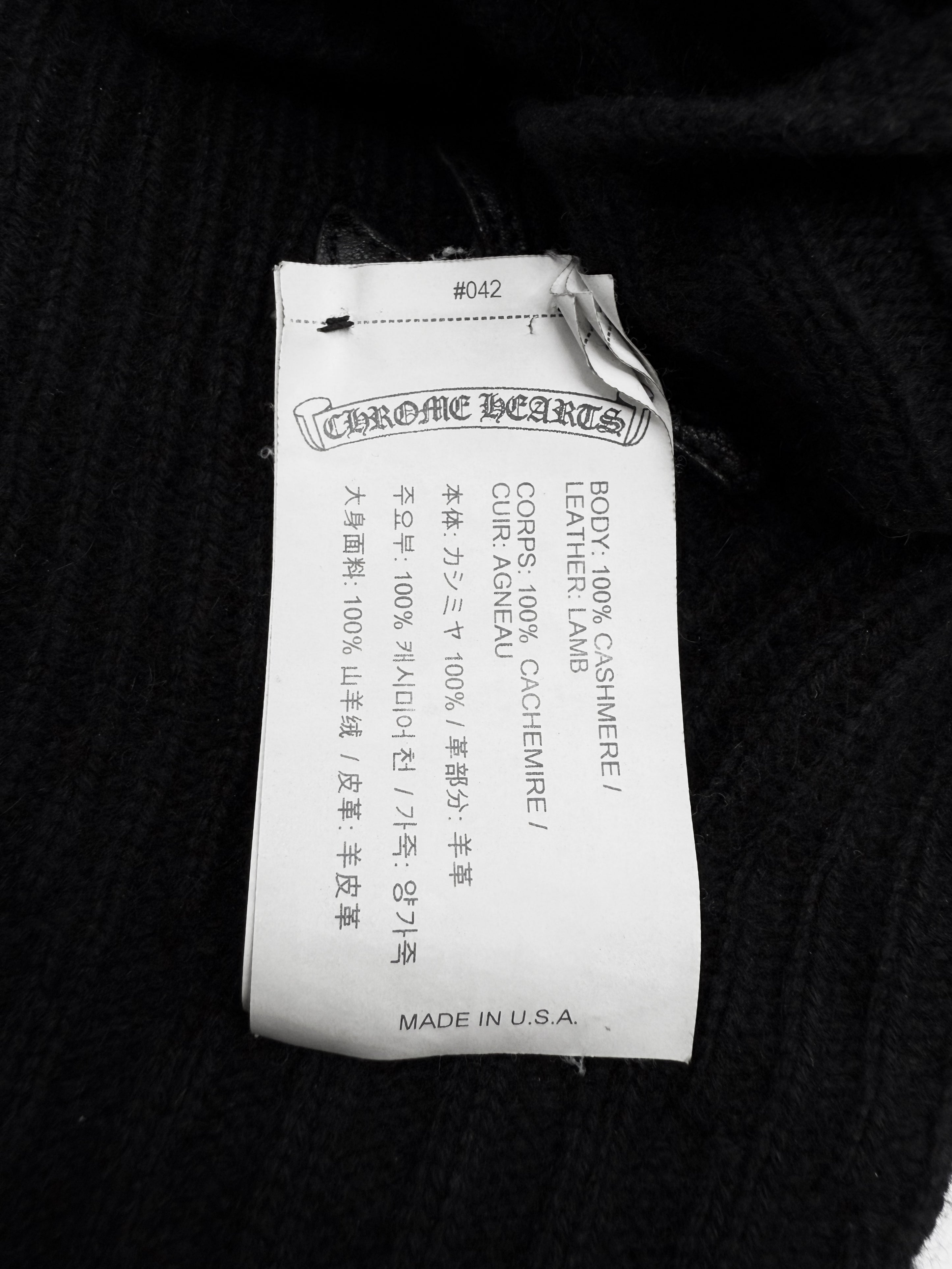 Chrome Hearts Leather Plus Patch Sticky Fingerless Gloves