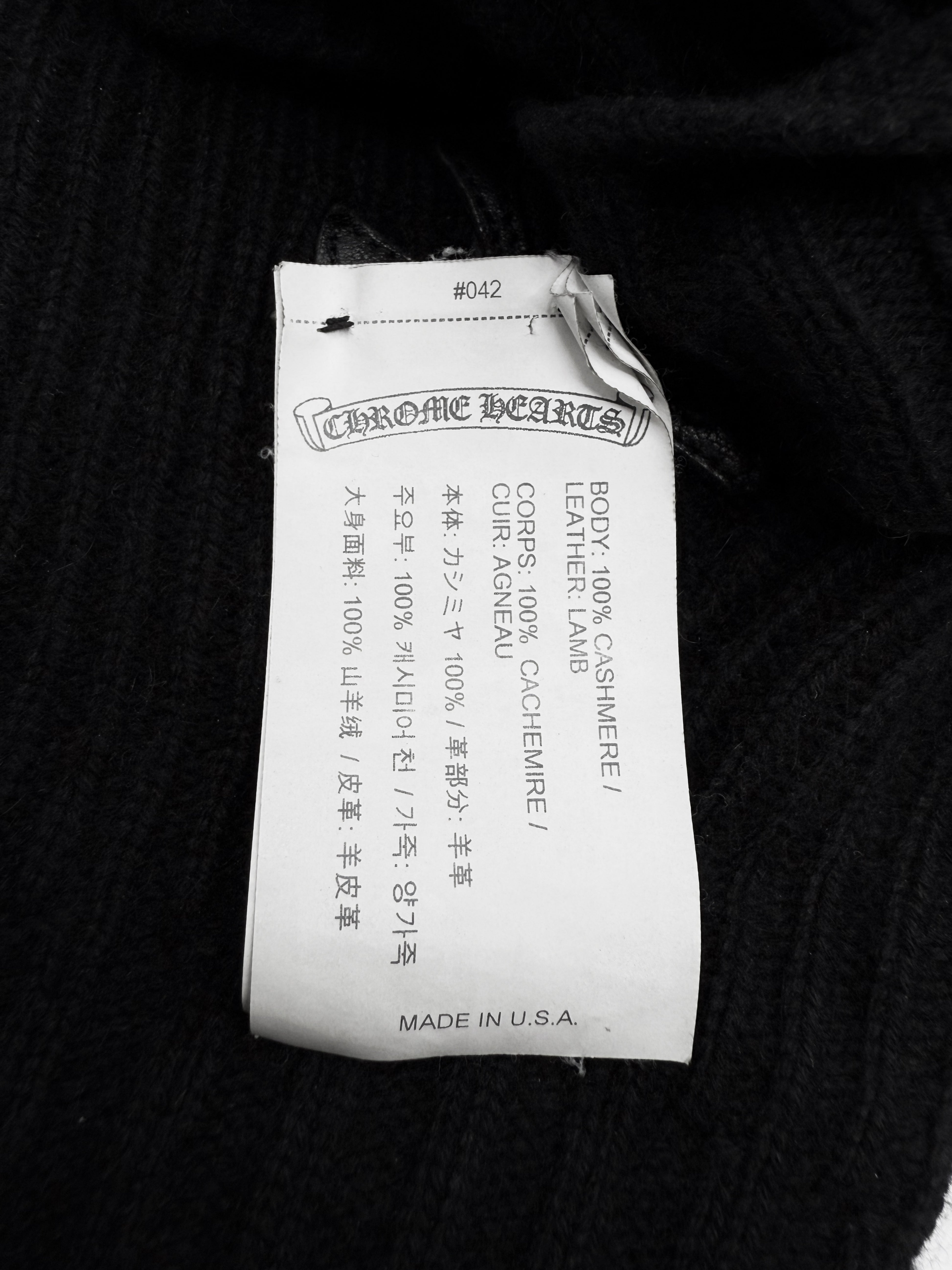 Chrome Hearts Leather Plus Patch Sticky Fingerless Gloves