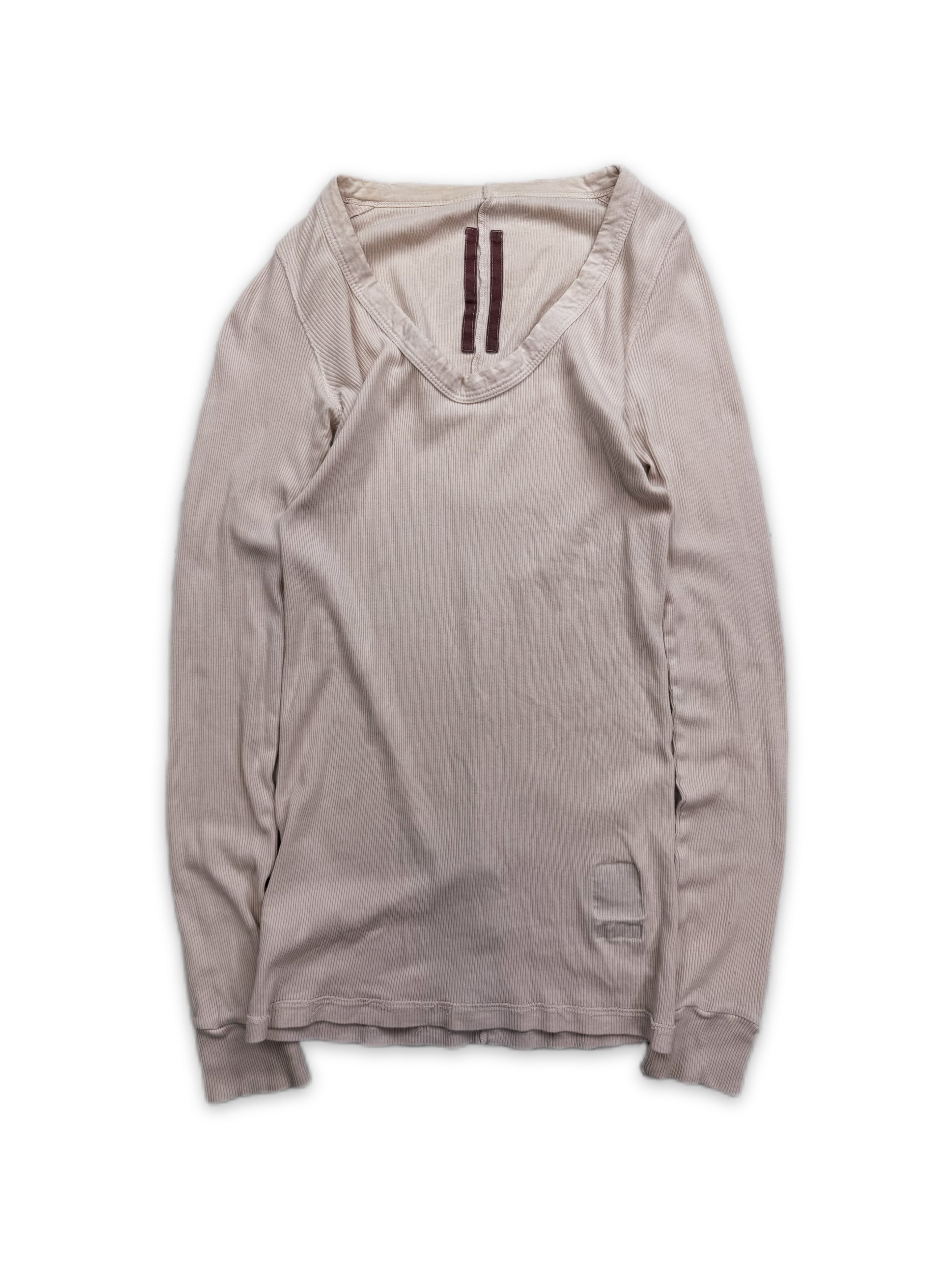 AW16 Rick Owens Ribbed V-Neck Long Sleeve Shirt