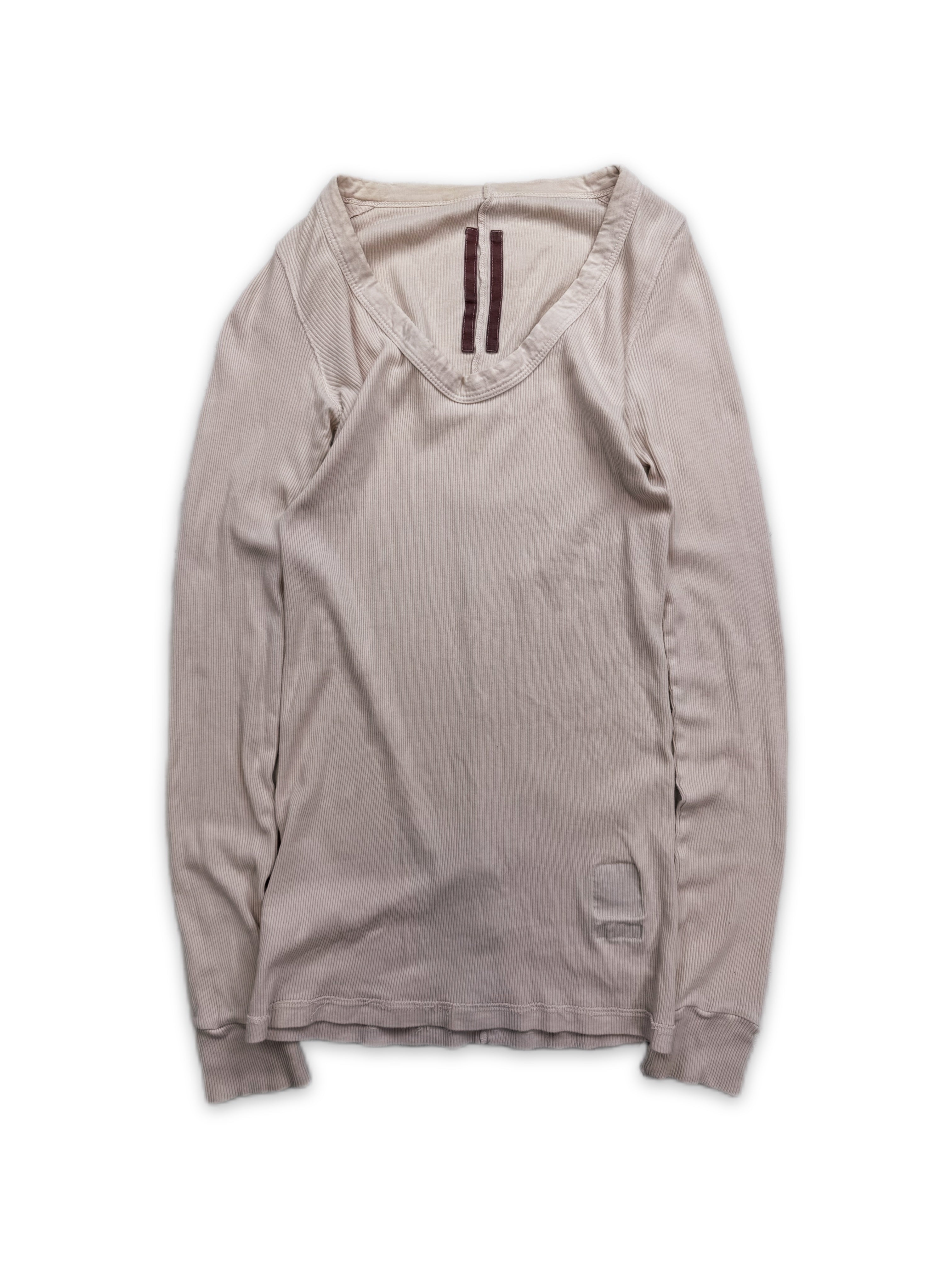 AW16 Rick Owens Ribbed V-Neck Long Sleeve Shirt