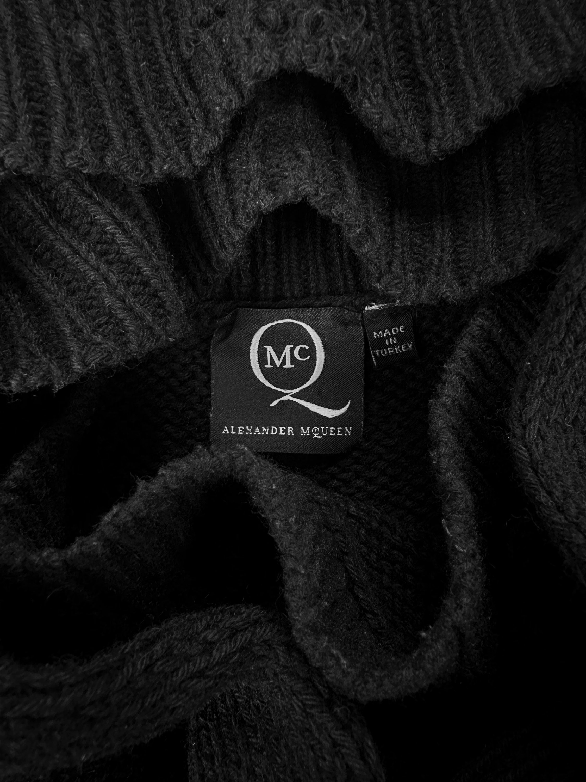 Alexander McQueen Black Distressed Knit Oversized Sweater