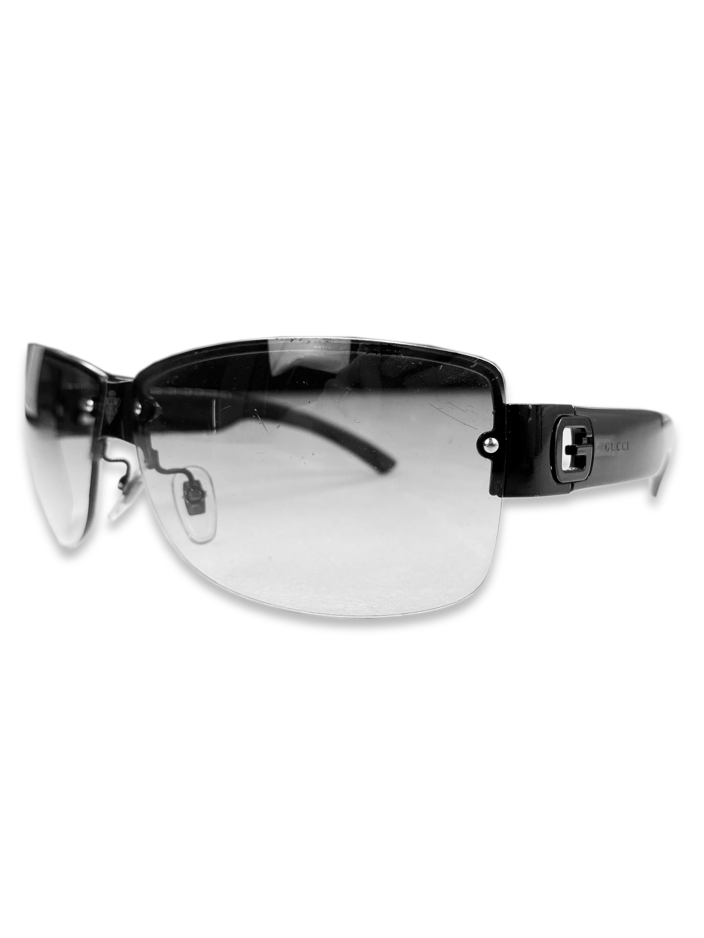 Gucci ‘G’ Ombré Gradient Tint Black Matte Rounded Sunglasses
