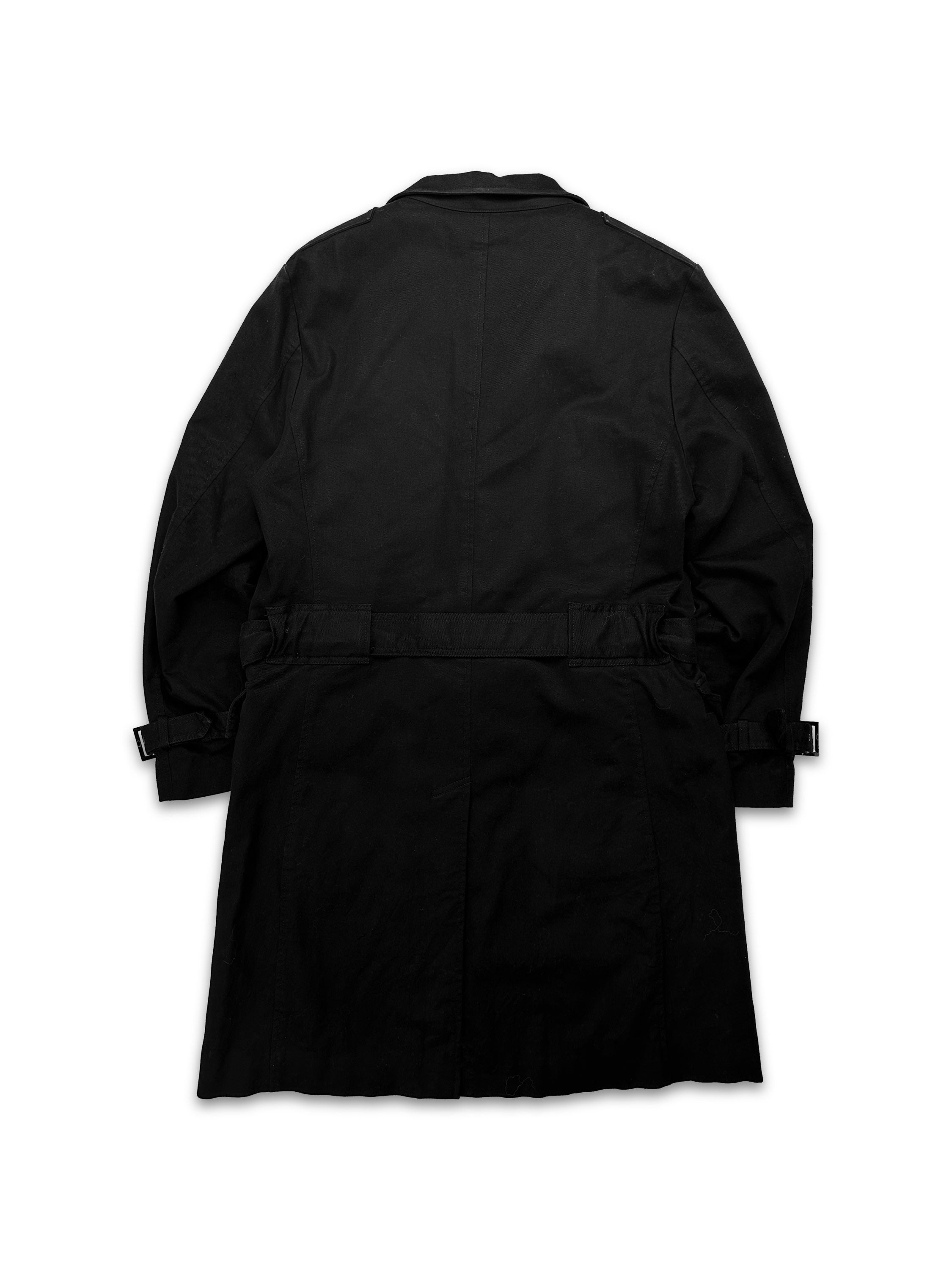 90s Yohji Yamamoto A.A.R Black Belted Full Length Trench Coat