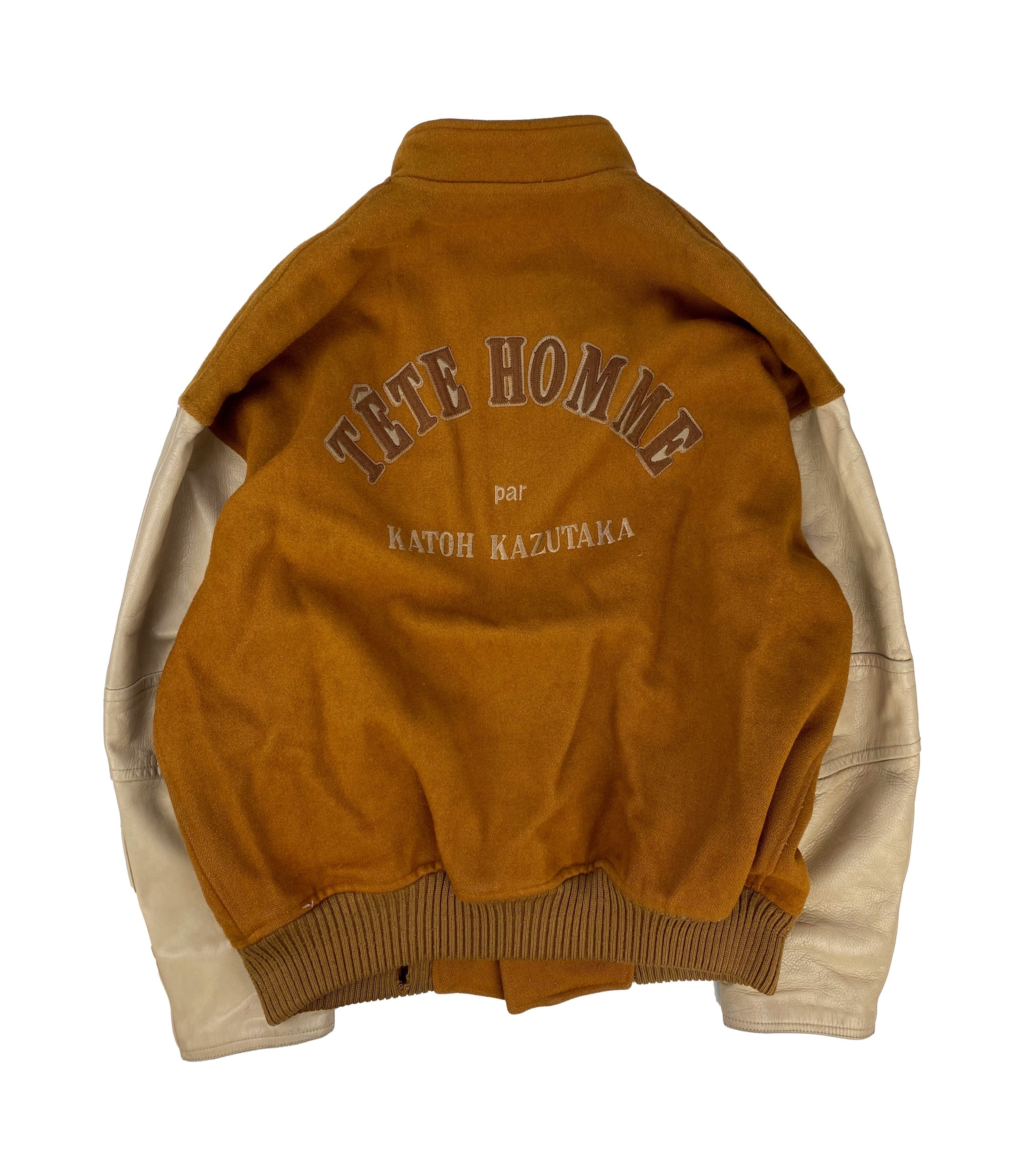 00s Tete Homme Wool Patched Leather Varsity Jacket
