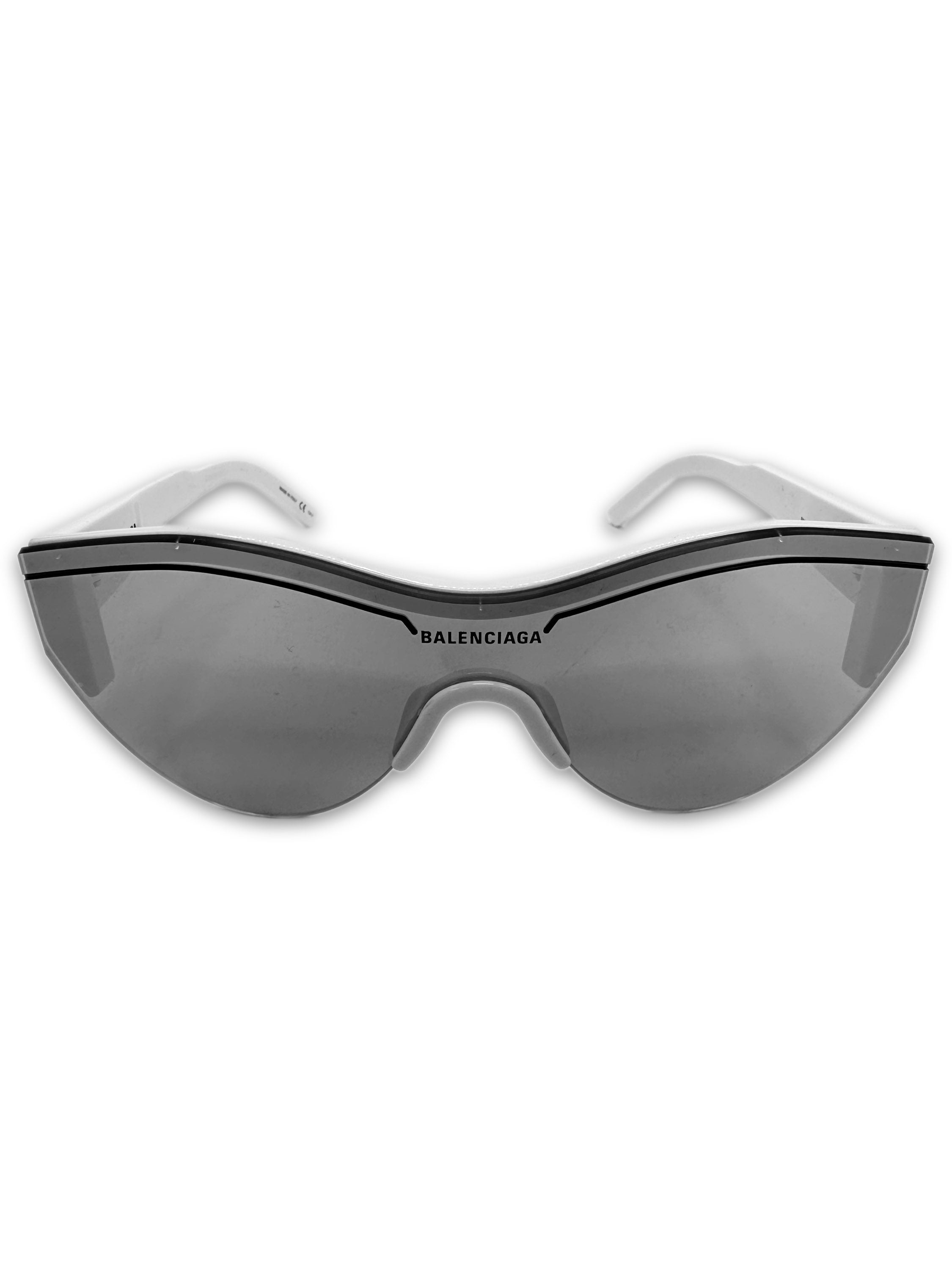 Balenciaga ‘Ski’ White Reflective Centre Logo Sunglasses