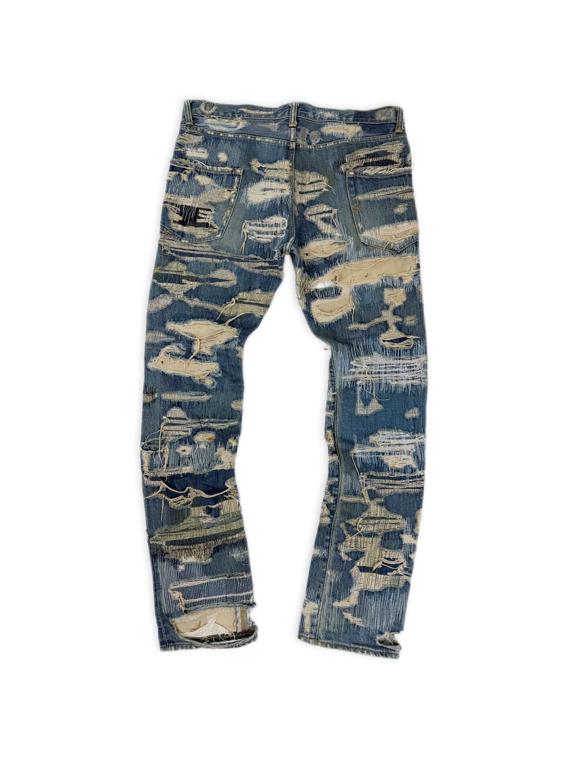 AW05 Undercover 85 ‘Arts &amp; Crafts’ Blue Unaltered Denim Jeans