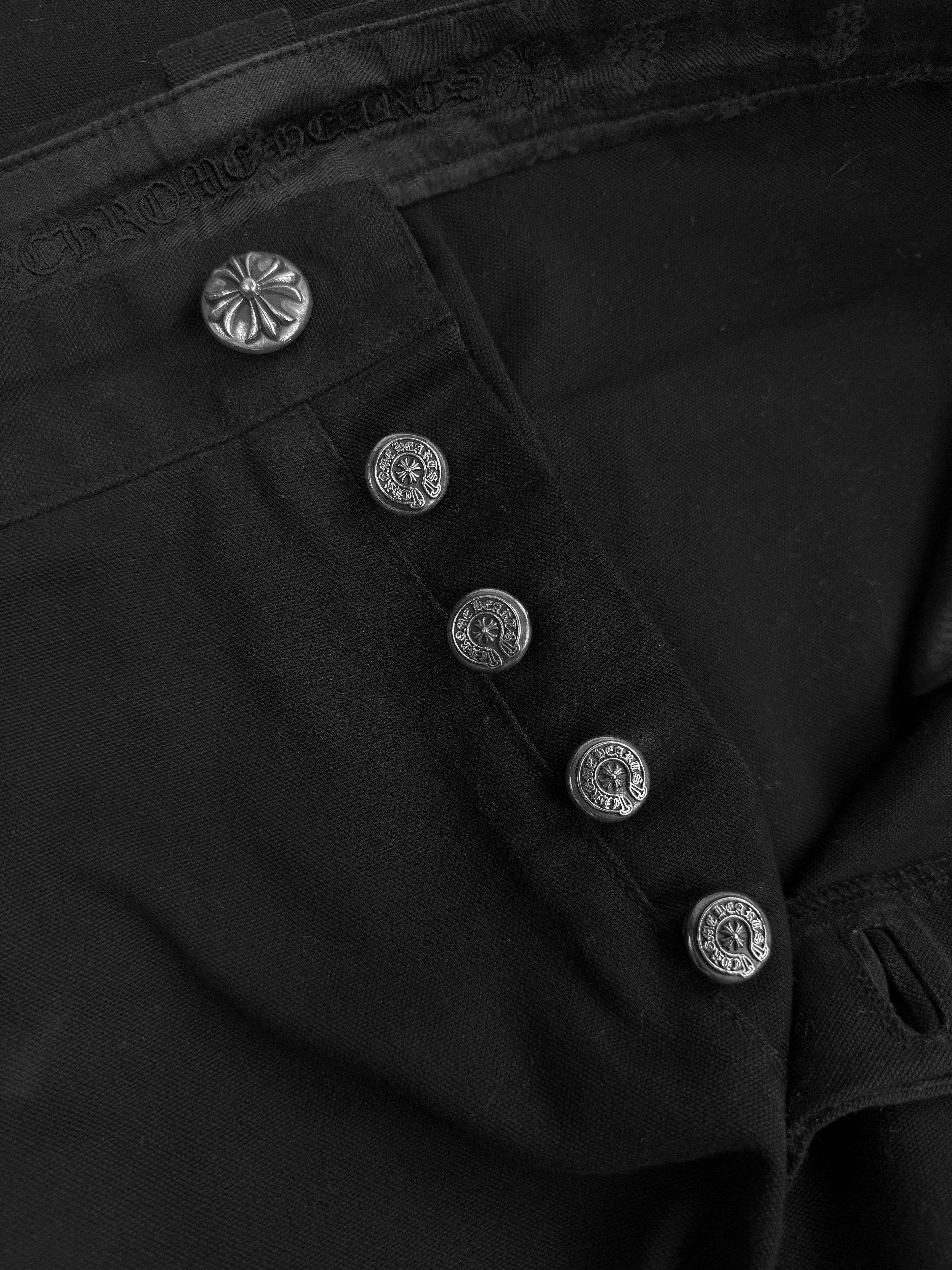 Chrome Hearts Double Knee Carpenter .925 Silver Black Denim Pants
