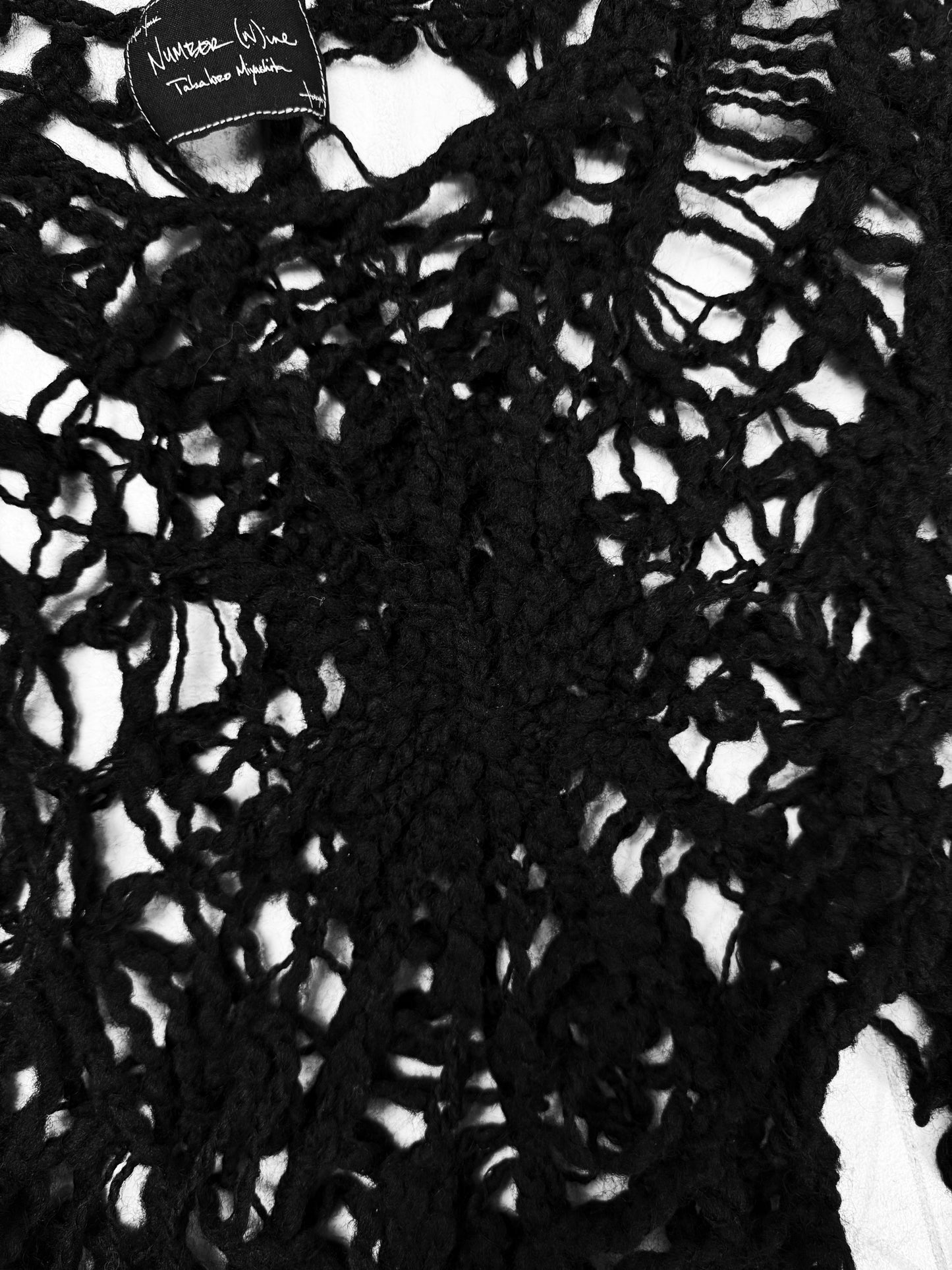 SS05 Number (N)ine ‘Nightcrawler’ Spiderweb Black Wool Knit Sweater