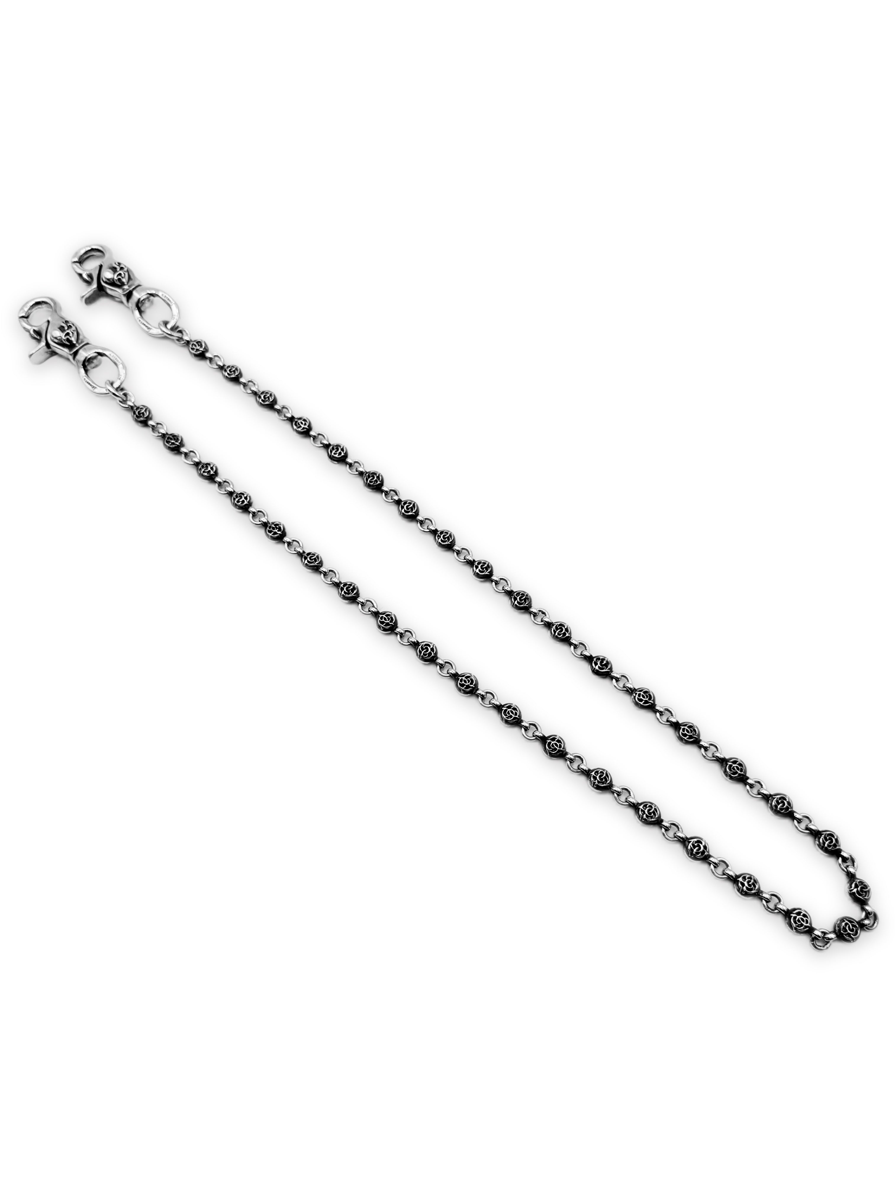 Chrome Hearts Floral Ball 31.5 in Heart Lobster Clasp .925 Silver Wallet Chain