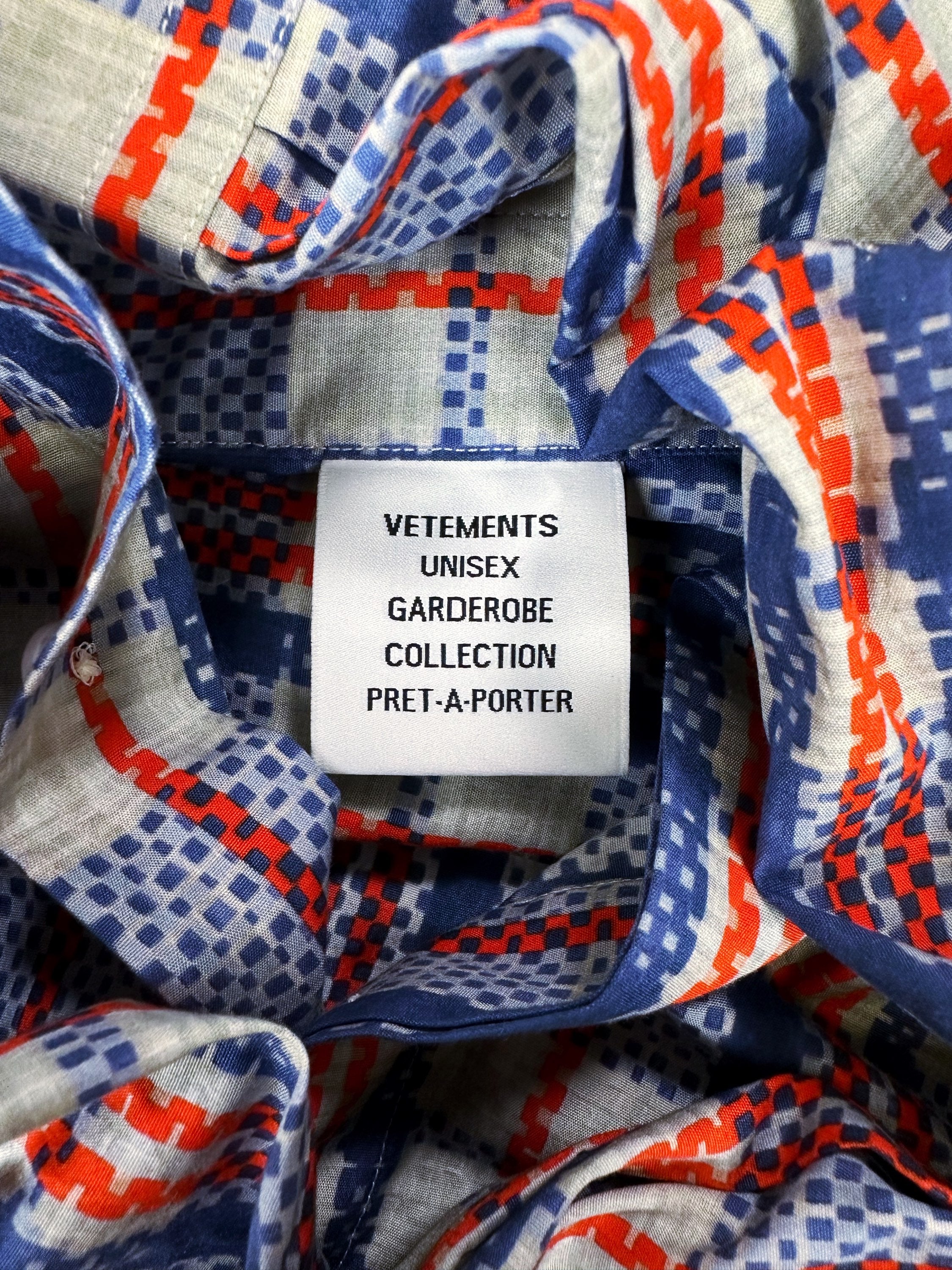 Vetements ‘Embroidered’ Checkered Long Sleeve Button Up Shirt
