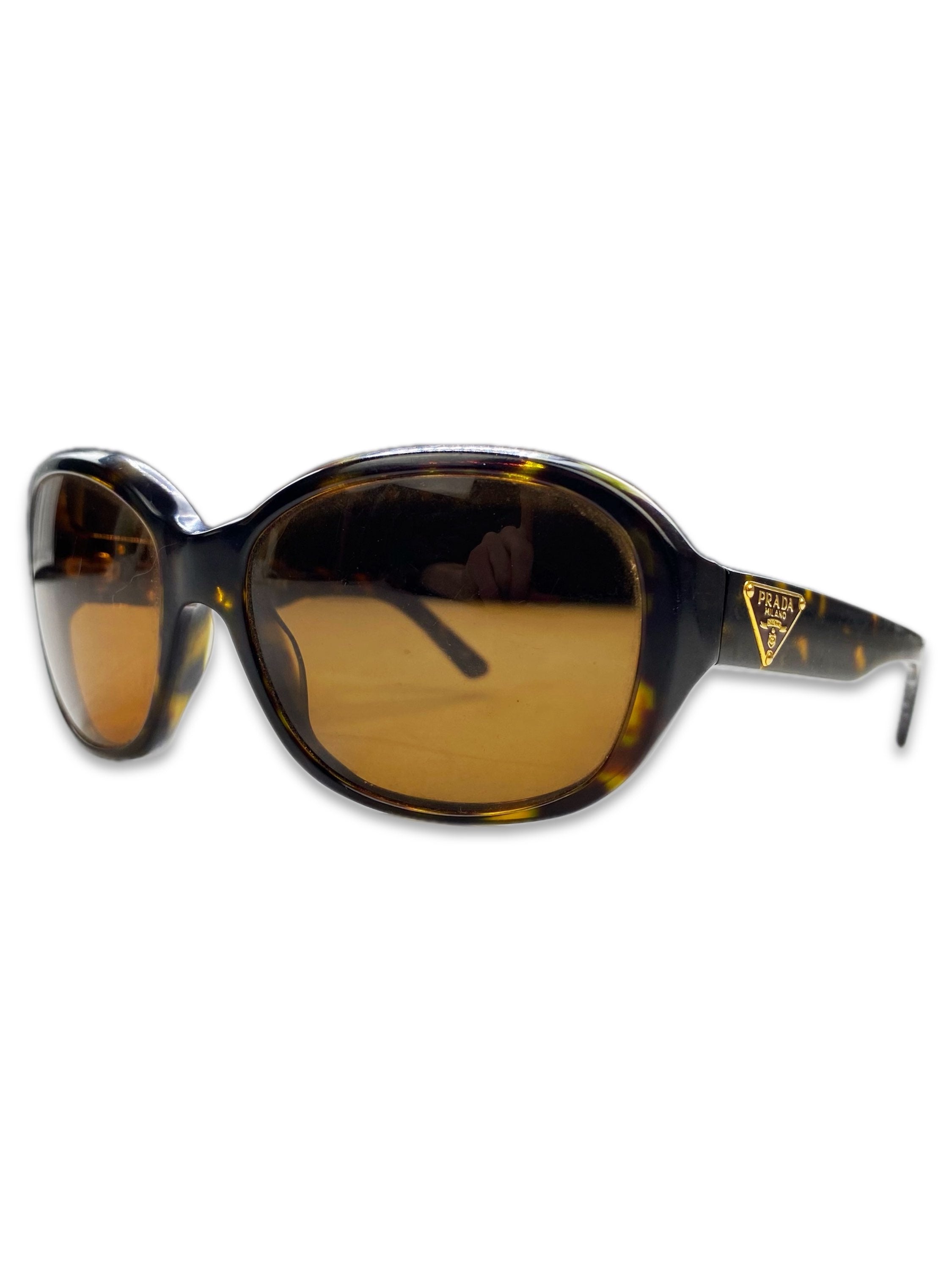 Prada Warm Tint Ombré Triangle Logo Circular Sunglasses
