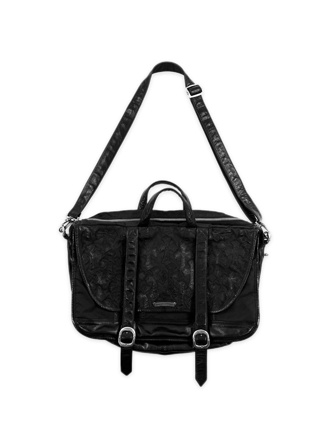 Chrome Hearts Cemetery Leather Cross Patch XL Messenger Crossbody Bag