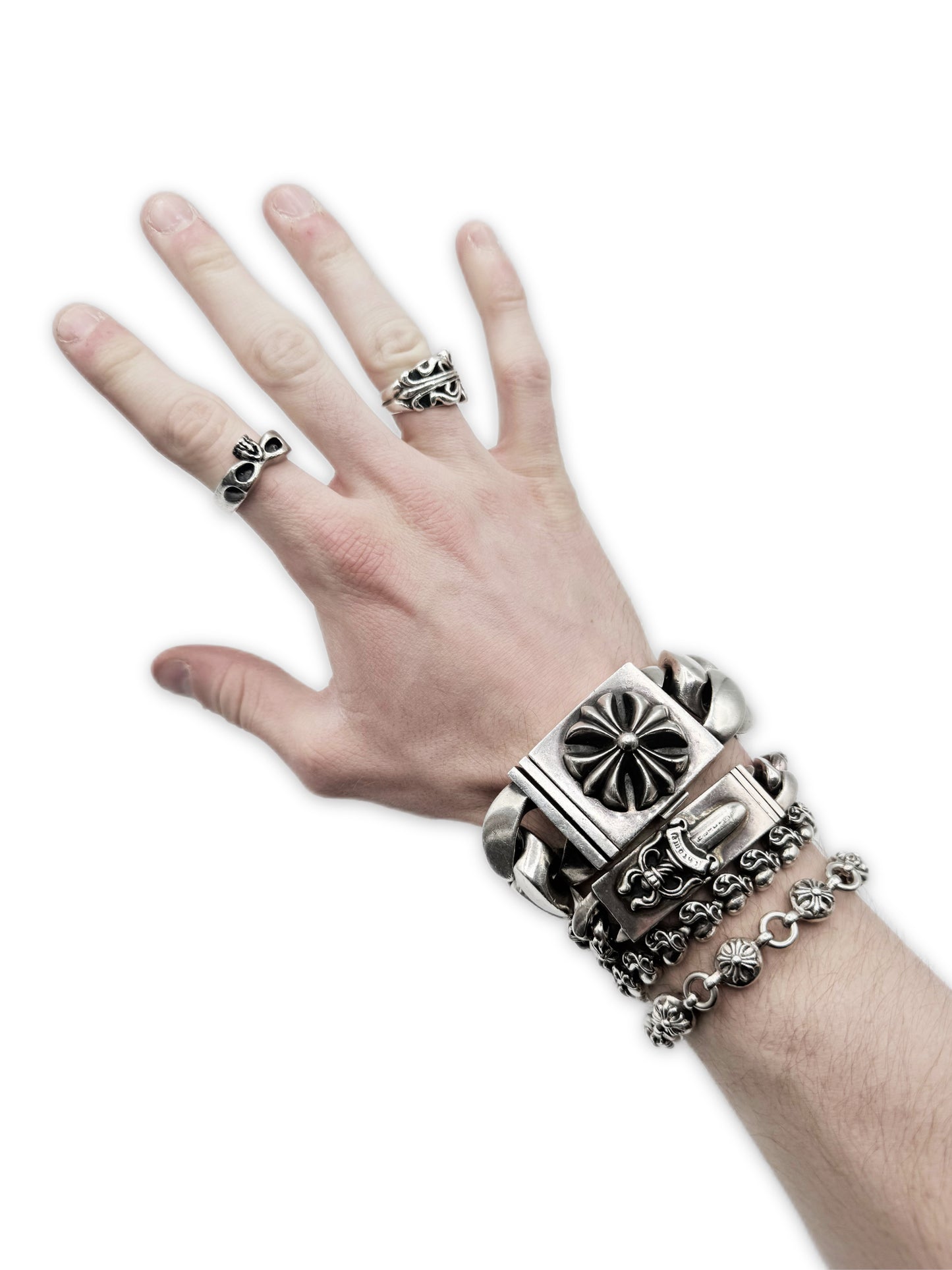 Chrome Hearts XXL Jumbo Cuban Link Plus Box ID .925 Silver Bracelet