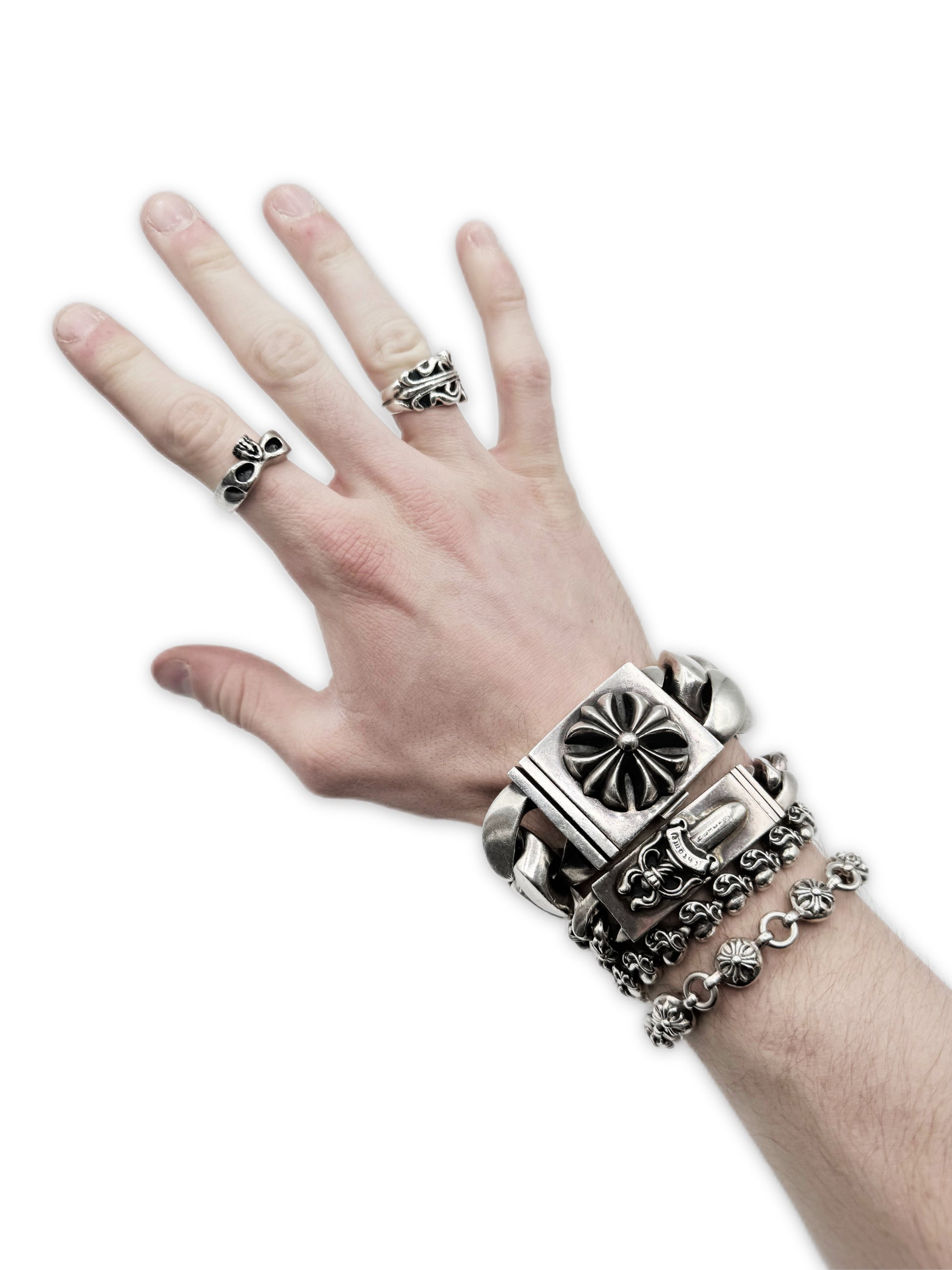 Chrome Hearts XXL Jumbo Cuban Link Plus Box ID .925 Silver Bracelet