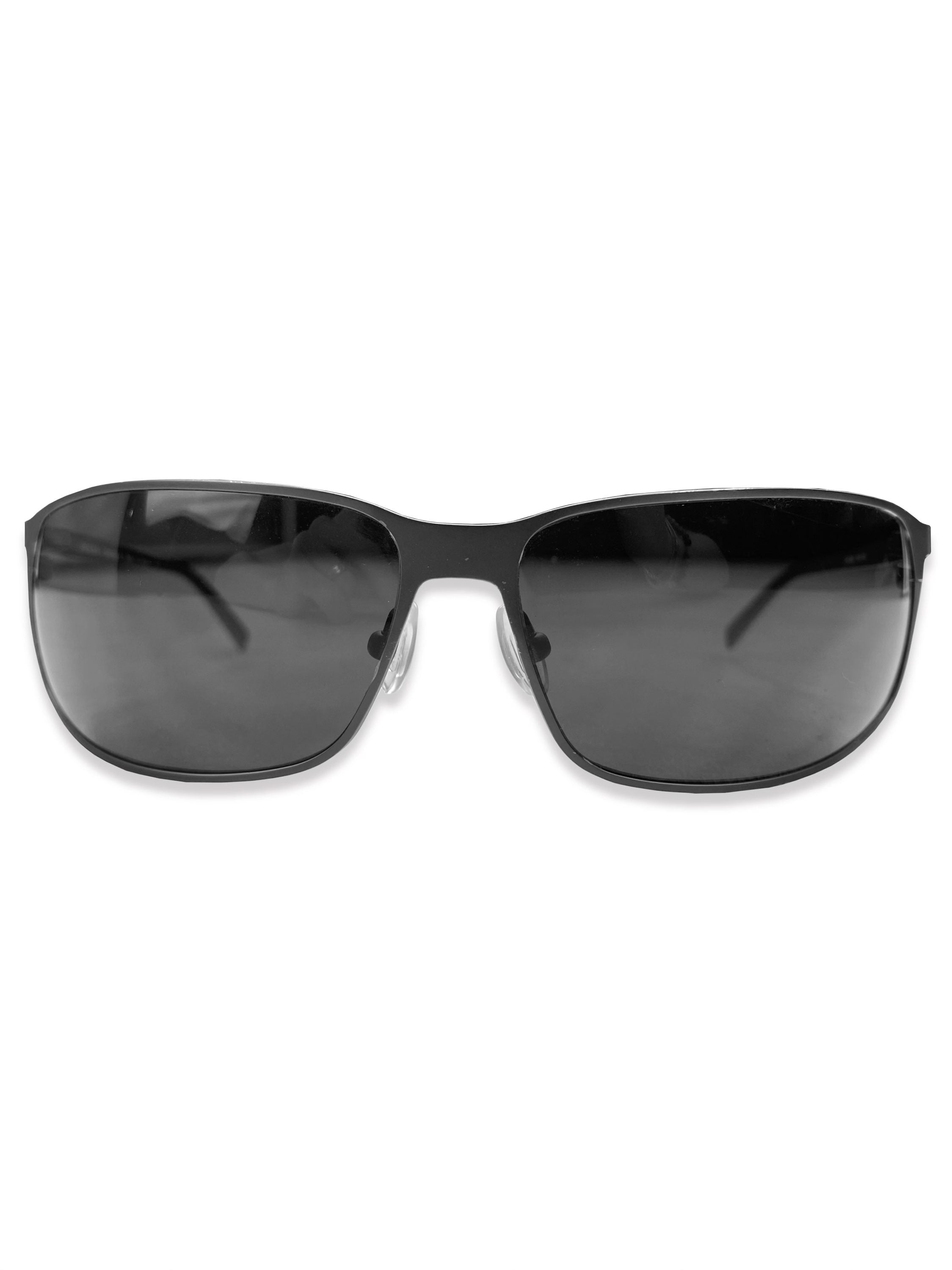 Prada Titanium Gun Metal Dark Tint Engraved Sunglasses