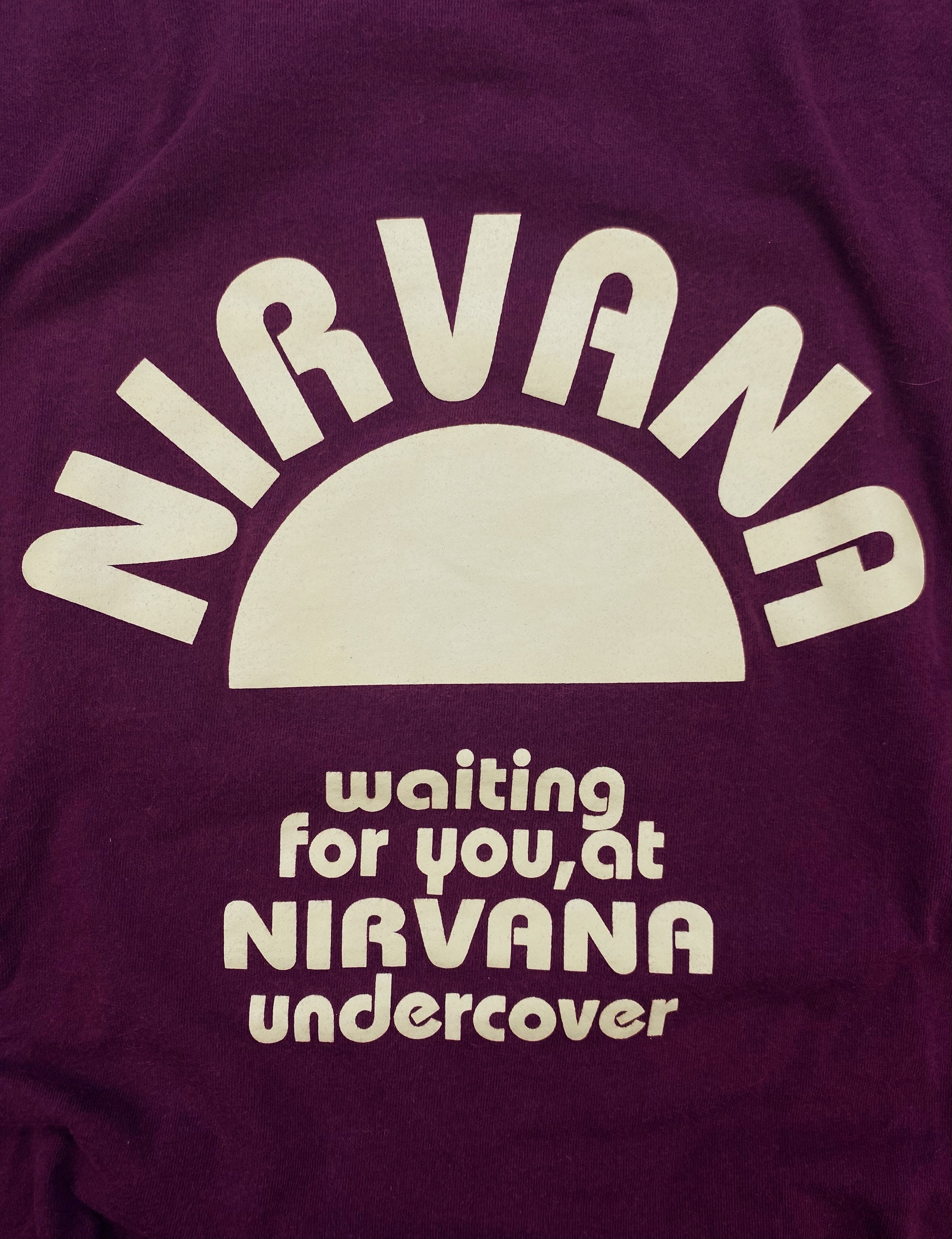 UNDERCOVER 'NIRVANA' MAROON GRAPHIC ARC LOGO T-SHIRT | ArchiveThreads