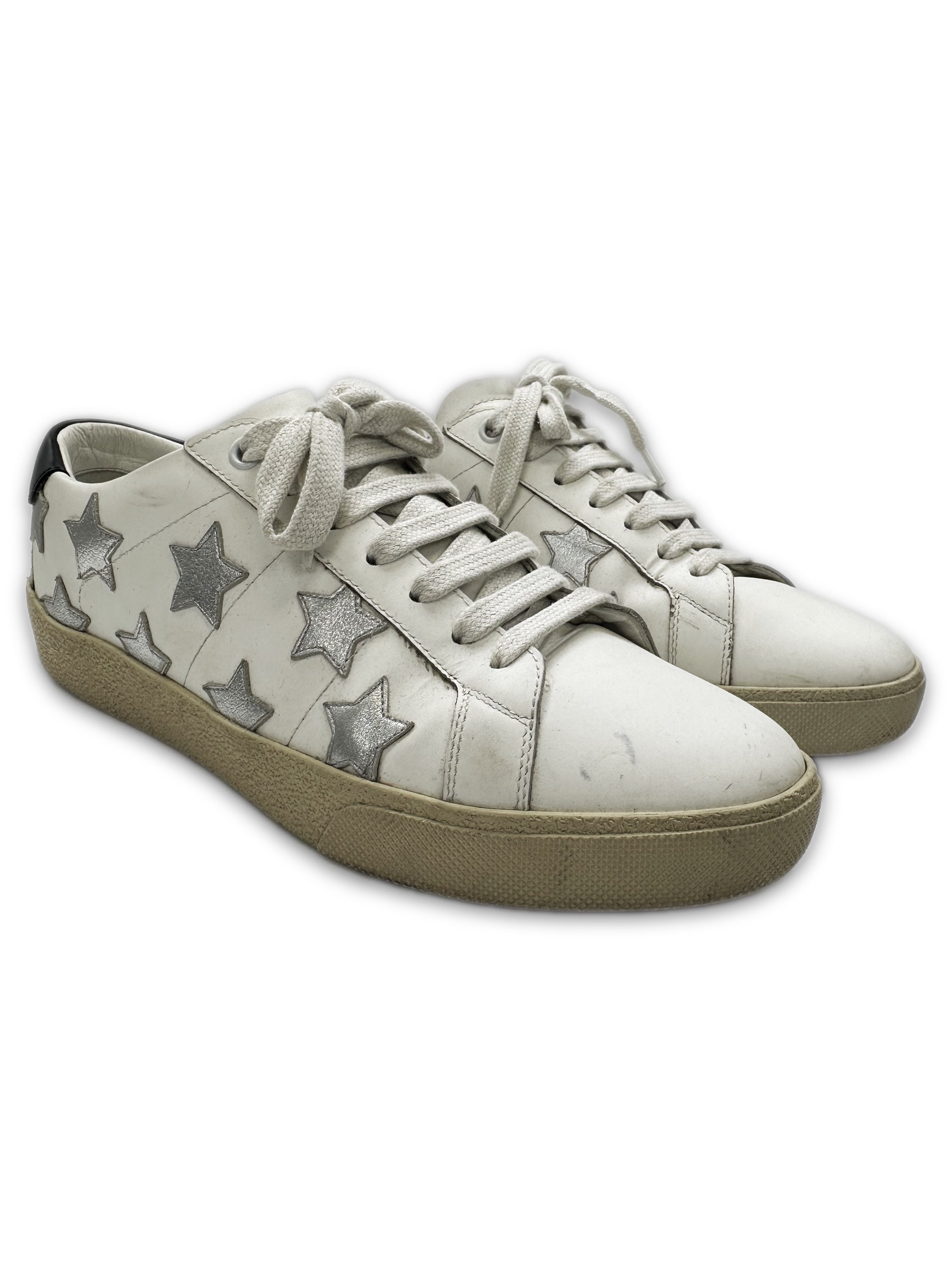 Saint Laurent Paris ‘Star’ Patch Leather Low-top Sneakers