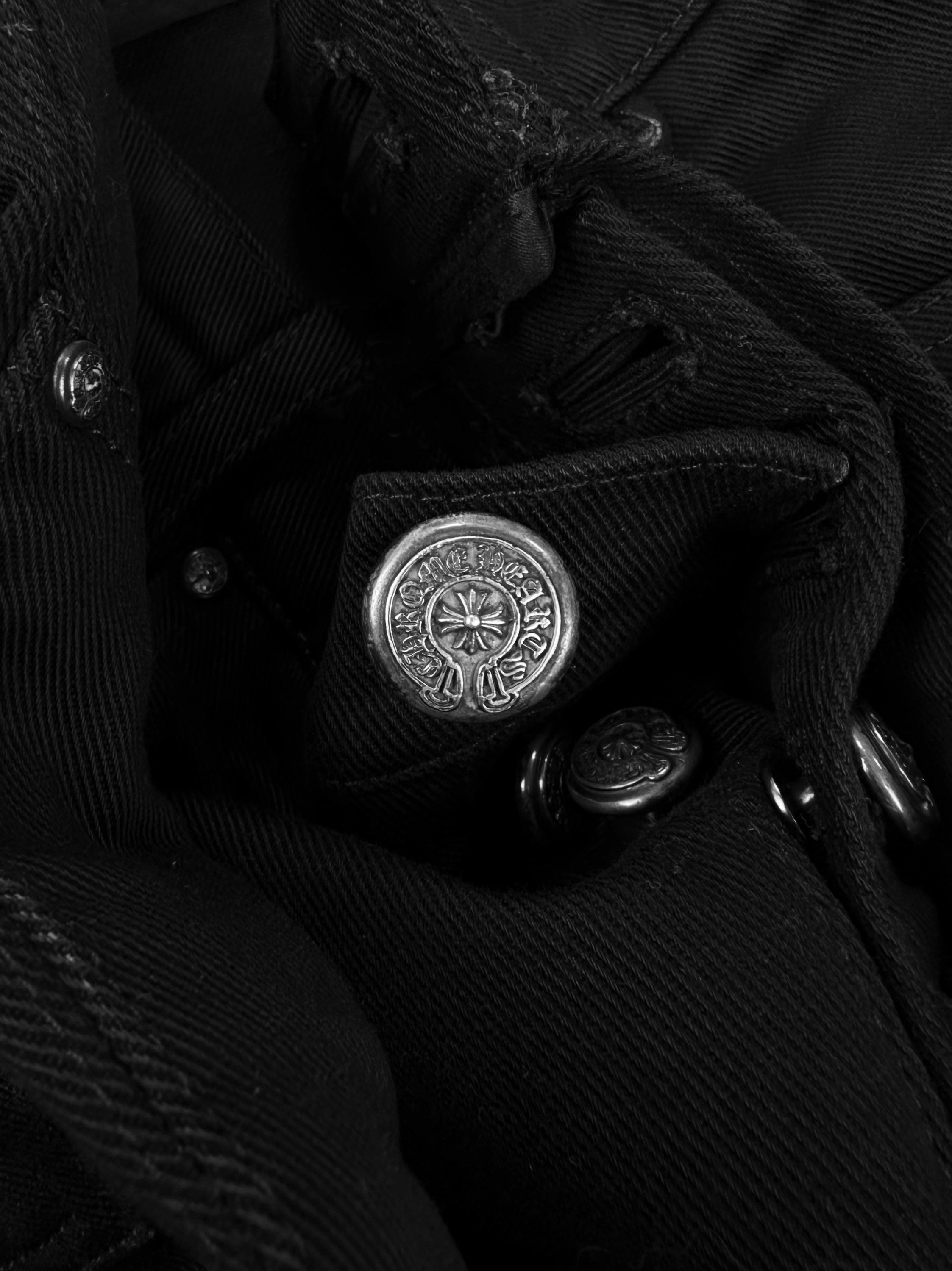 Chrome Hearts ‘Fleur’ Knee .925 Silver Black Flared Cut Denim