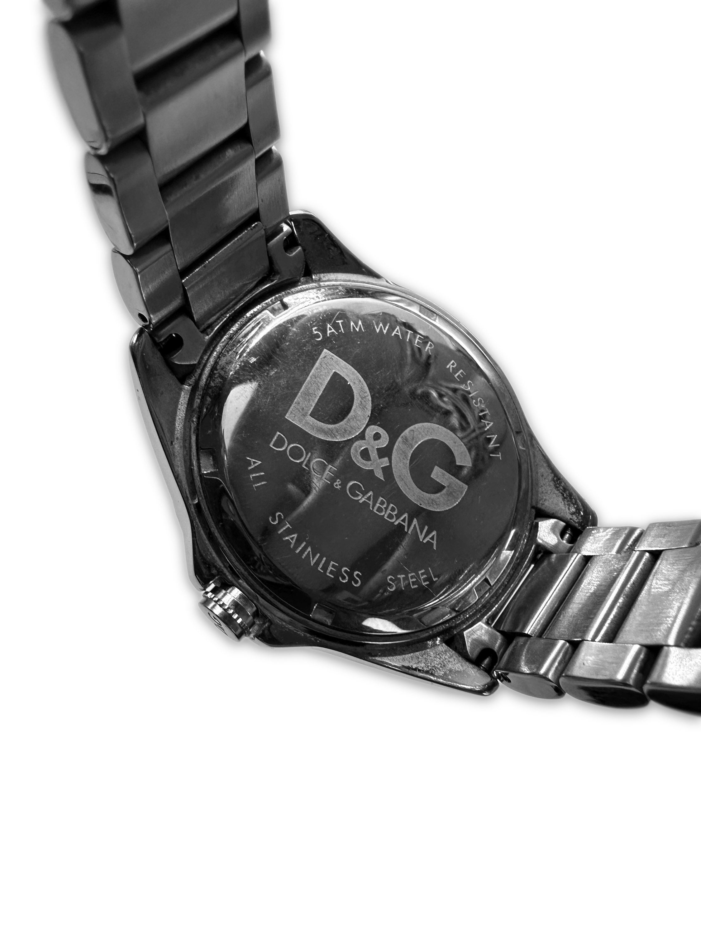 00s Dolce & Gabbana Silver Triple Chronograph Wrist Watch