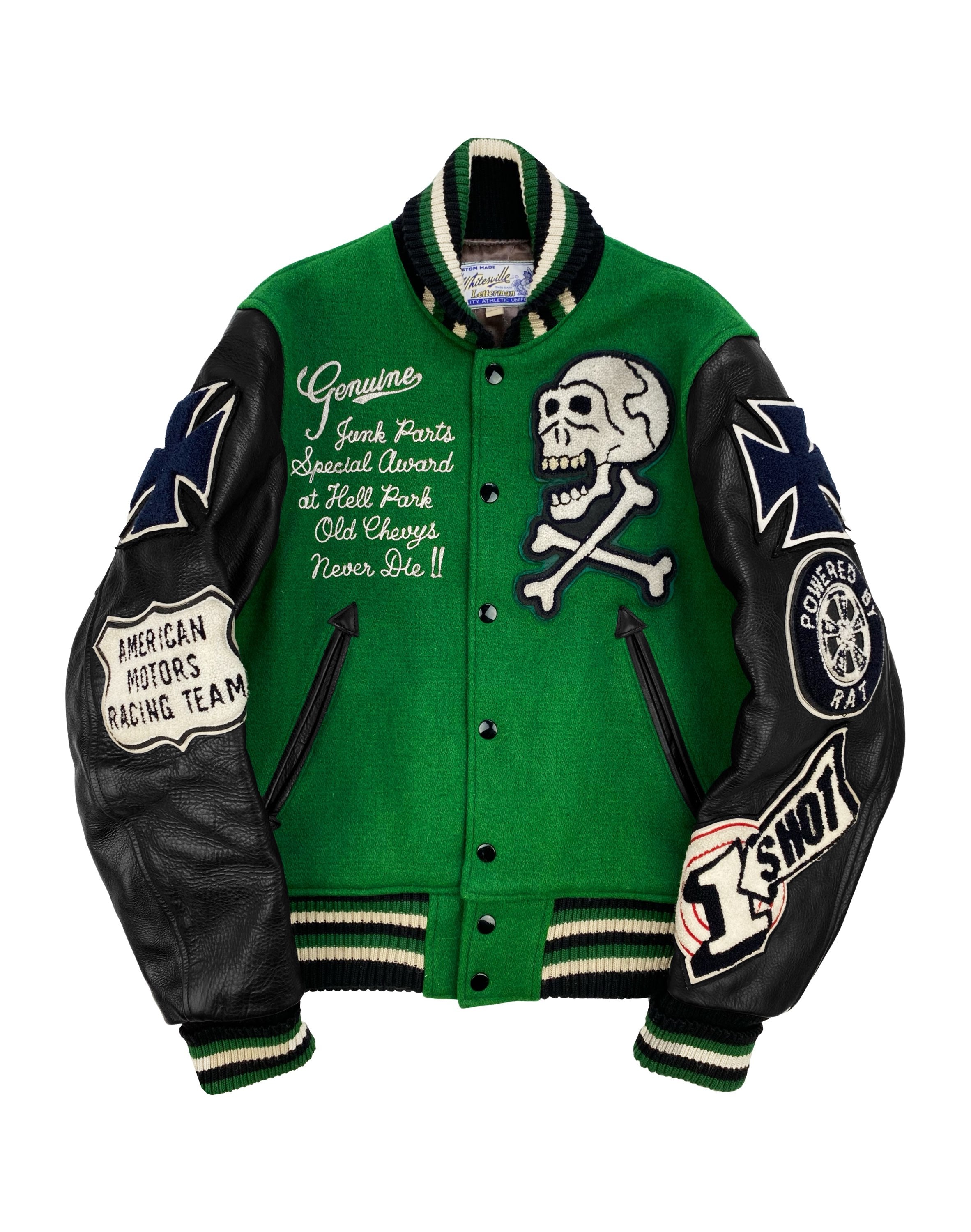 2000s Whitesville ‘Chevy Lover’ Leather Chenille Patched Varsity Jacket