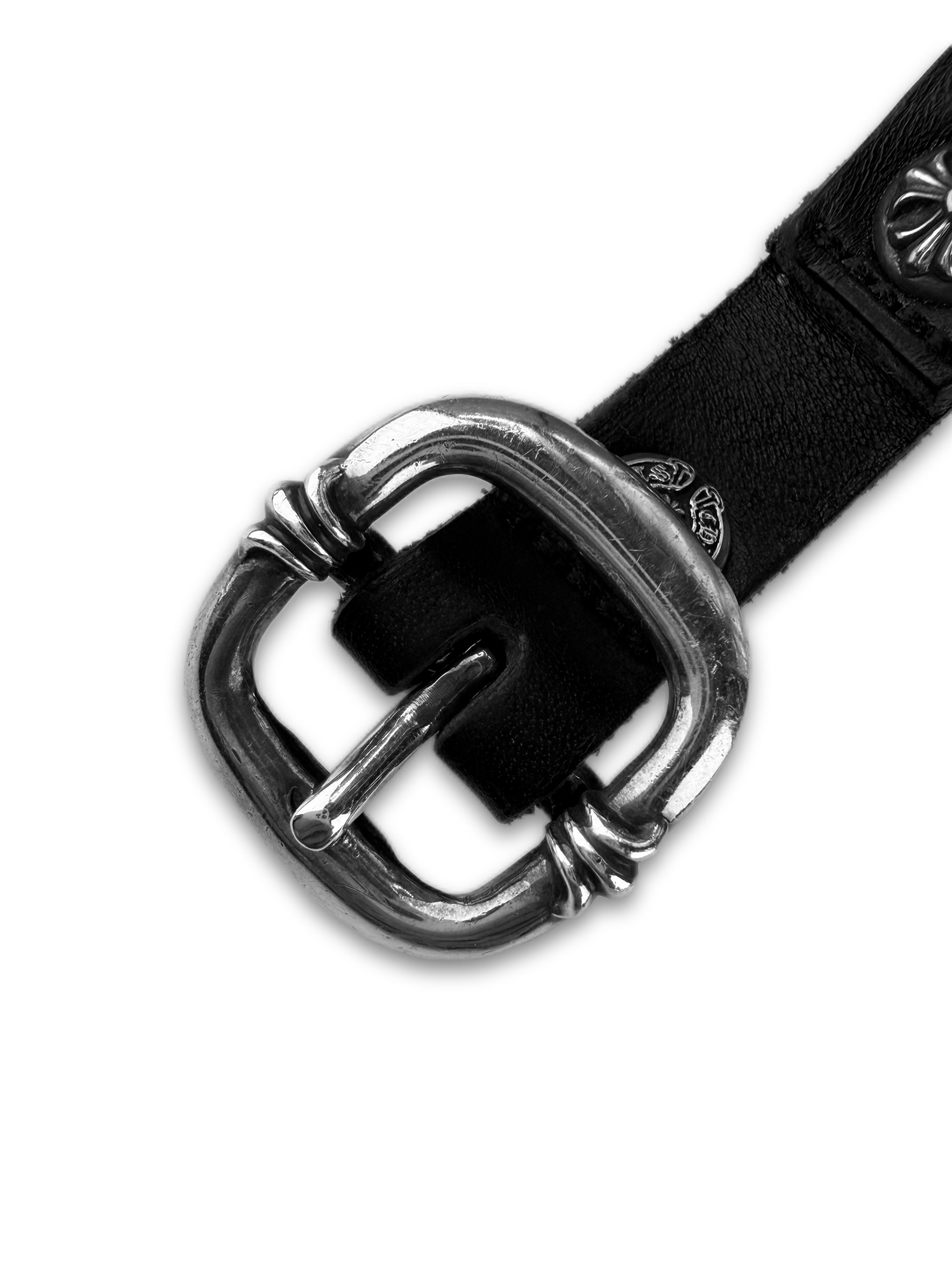 Chrome Hearts Spiked Punk Gunslingler Black Leather Bracelet