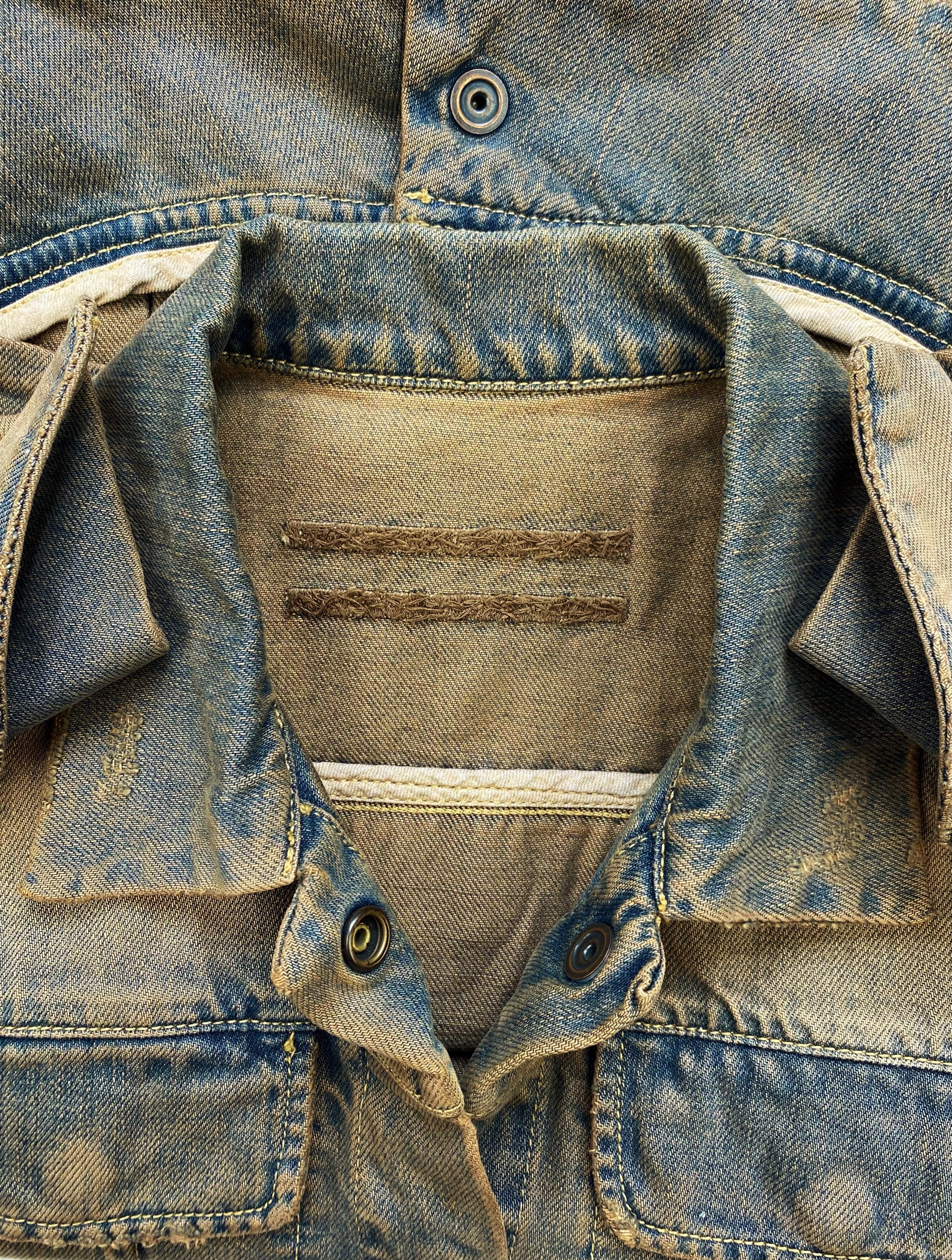 SS05 Rick Owens ‘Devil Horn’ Cut Out Washed Denim Jacket