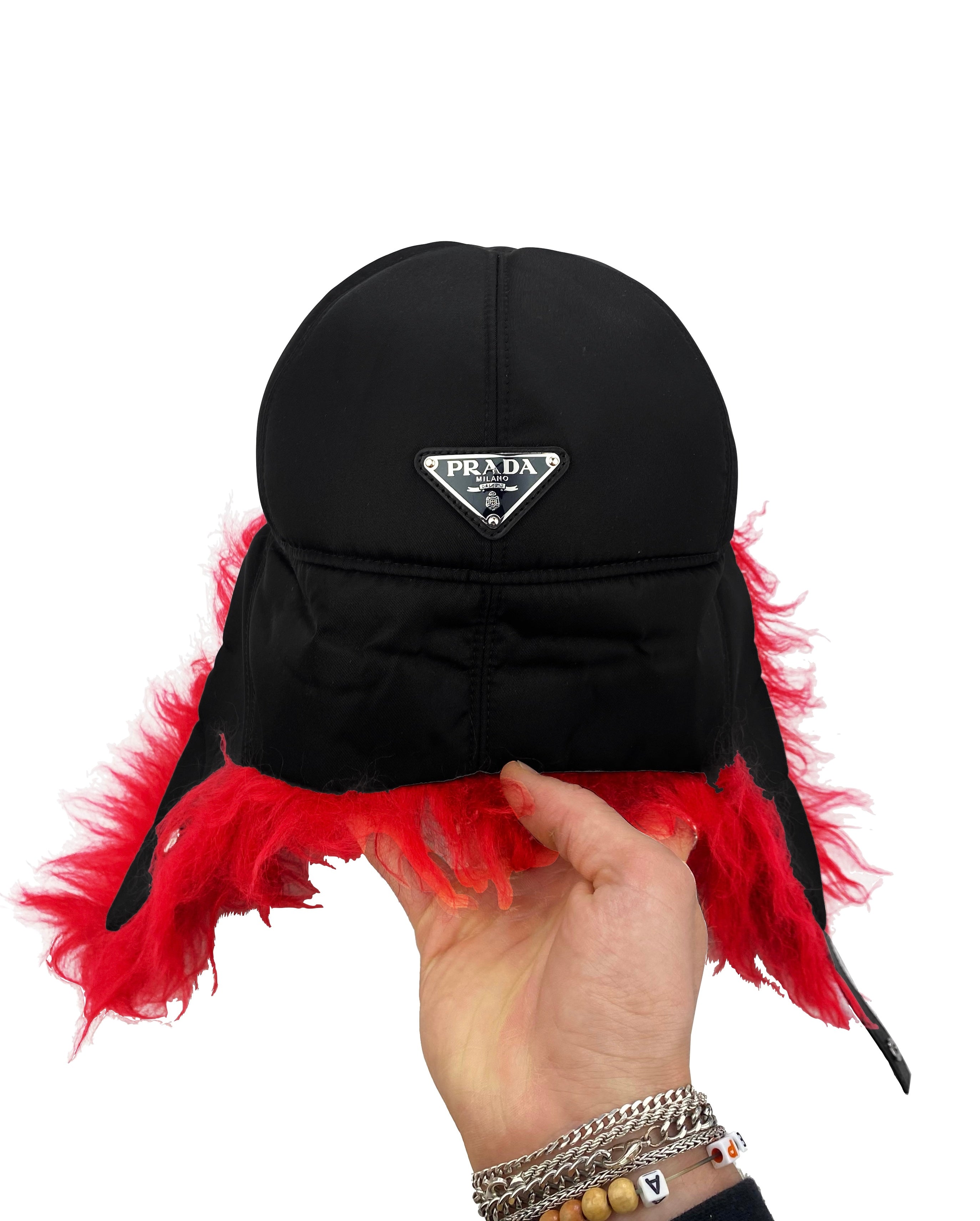 FW19 Prada Faux Fur Urshanka Nylon Trapper Hat