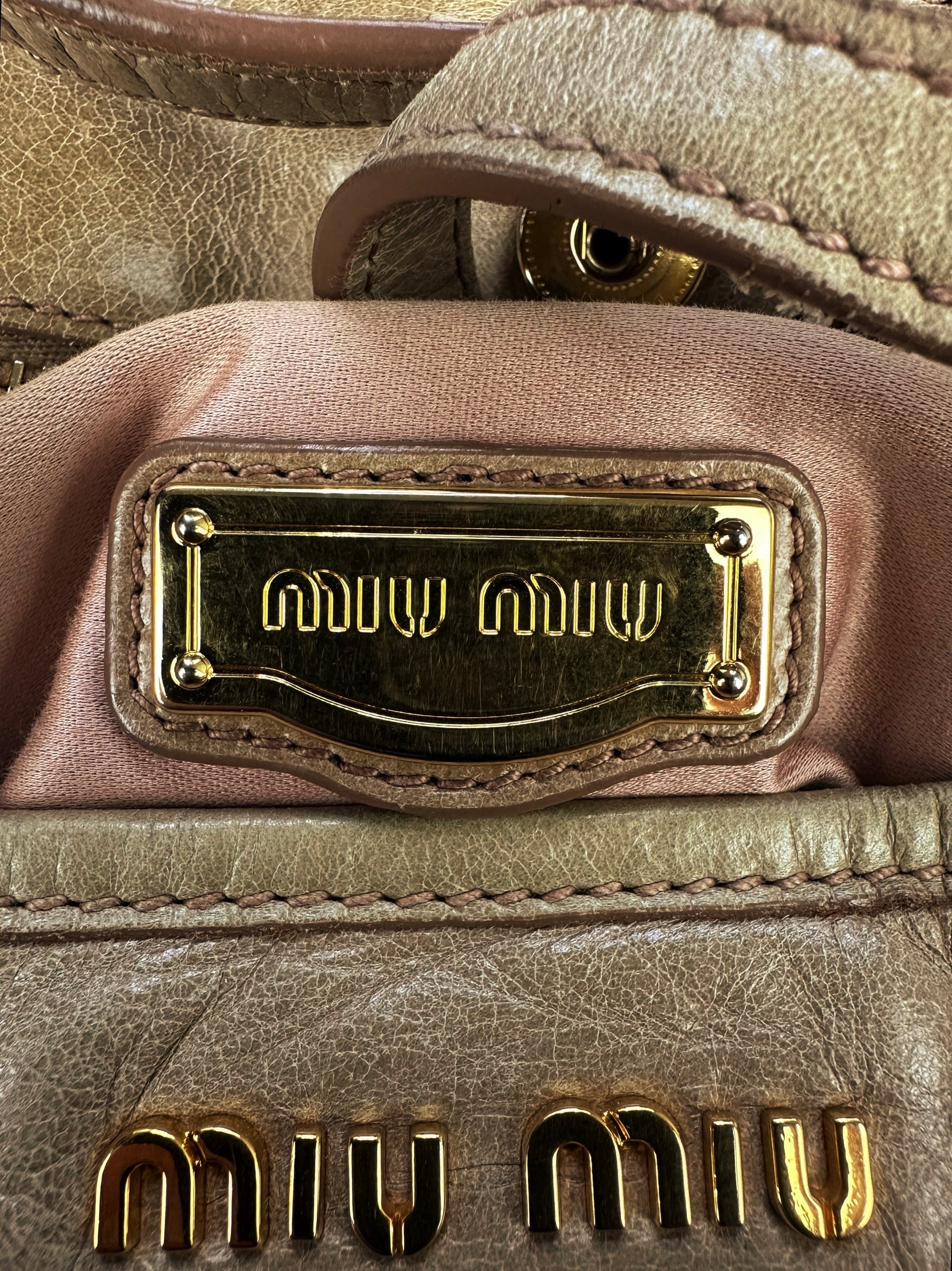 Miu Miu Brown Leather Removable Strap Hang Bag
