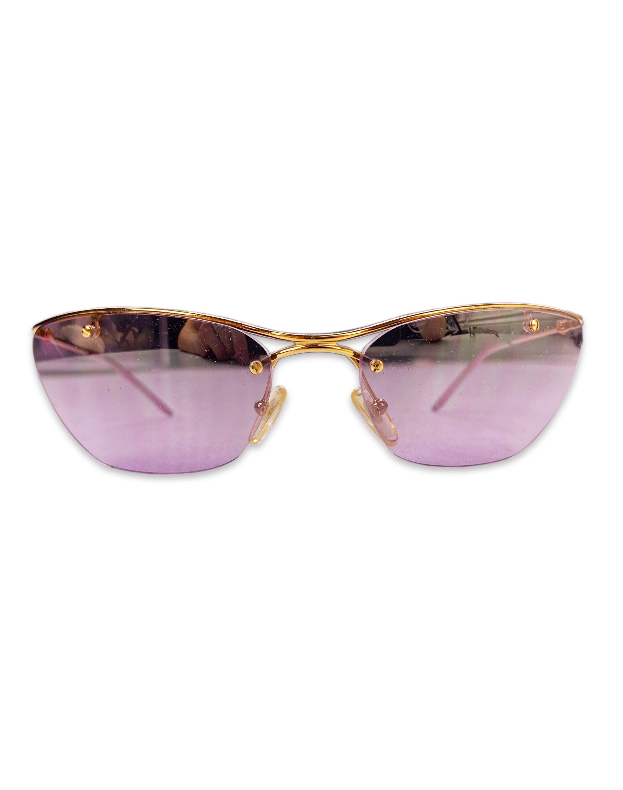 00s Dior Violet Tint Skinny Frame Rimless Sunglasses