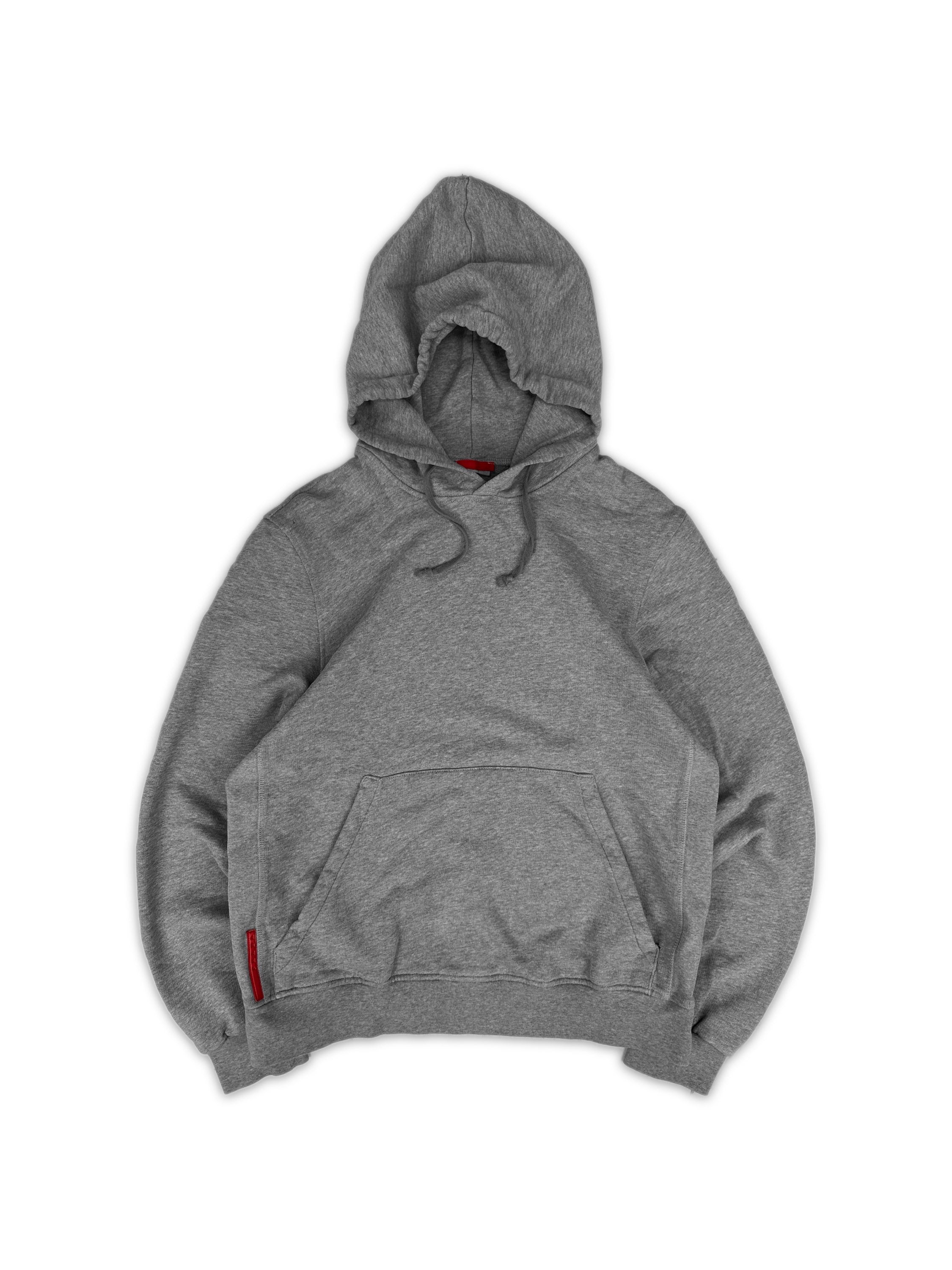 00s Prada Sport Heather Grey Linea Rossa Logo Hoodie