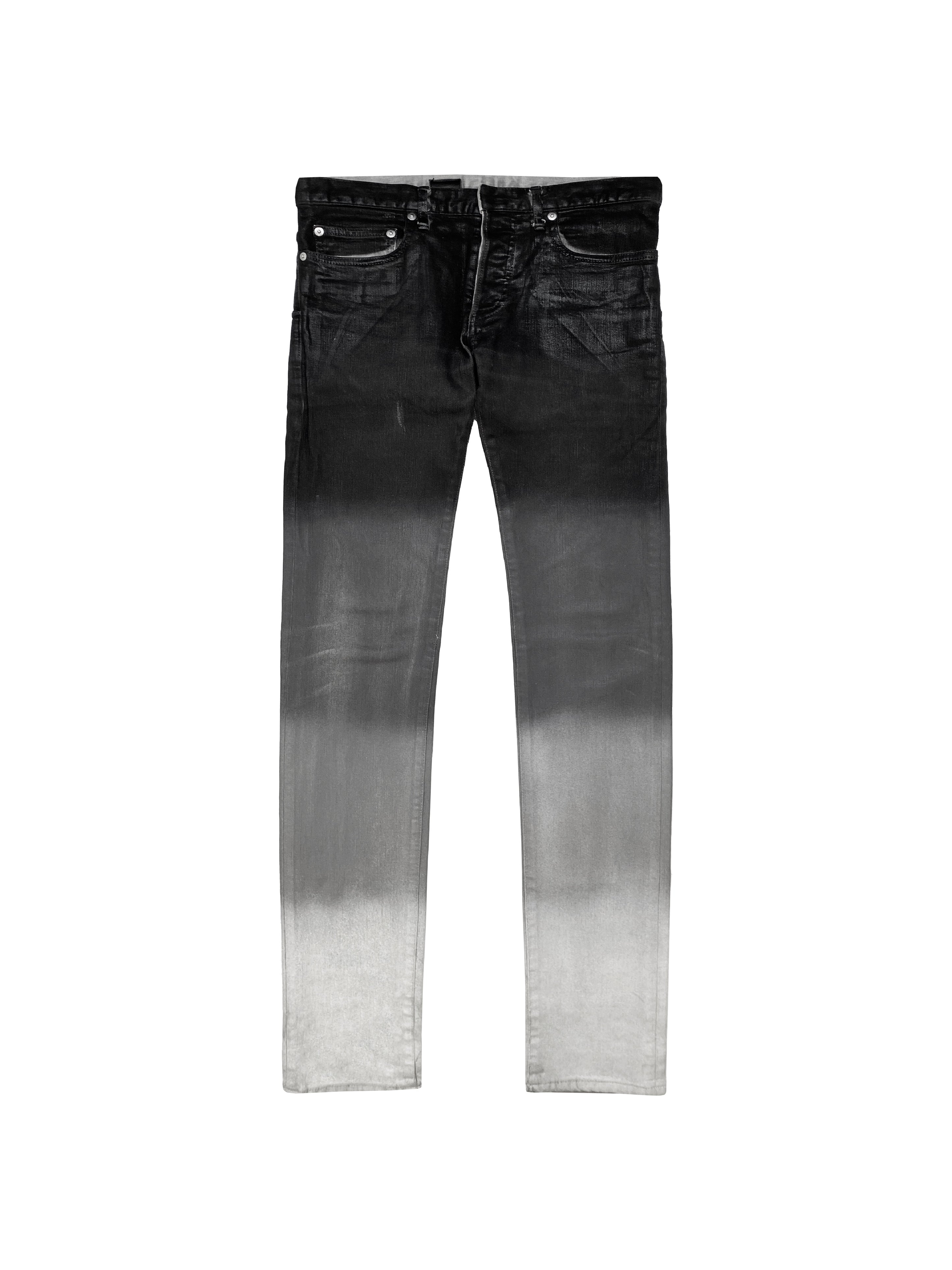 Dior by Hedi Slimane Gradient Dip-Dye Waxed Skinny Denim