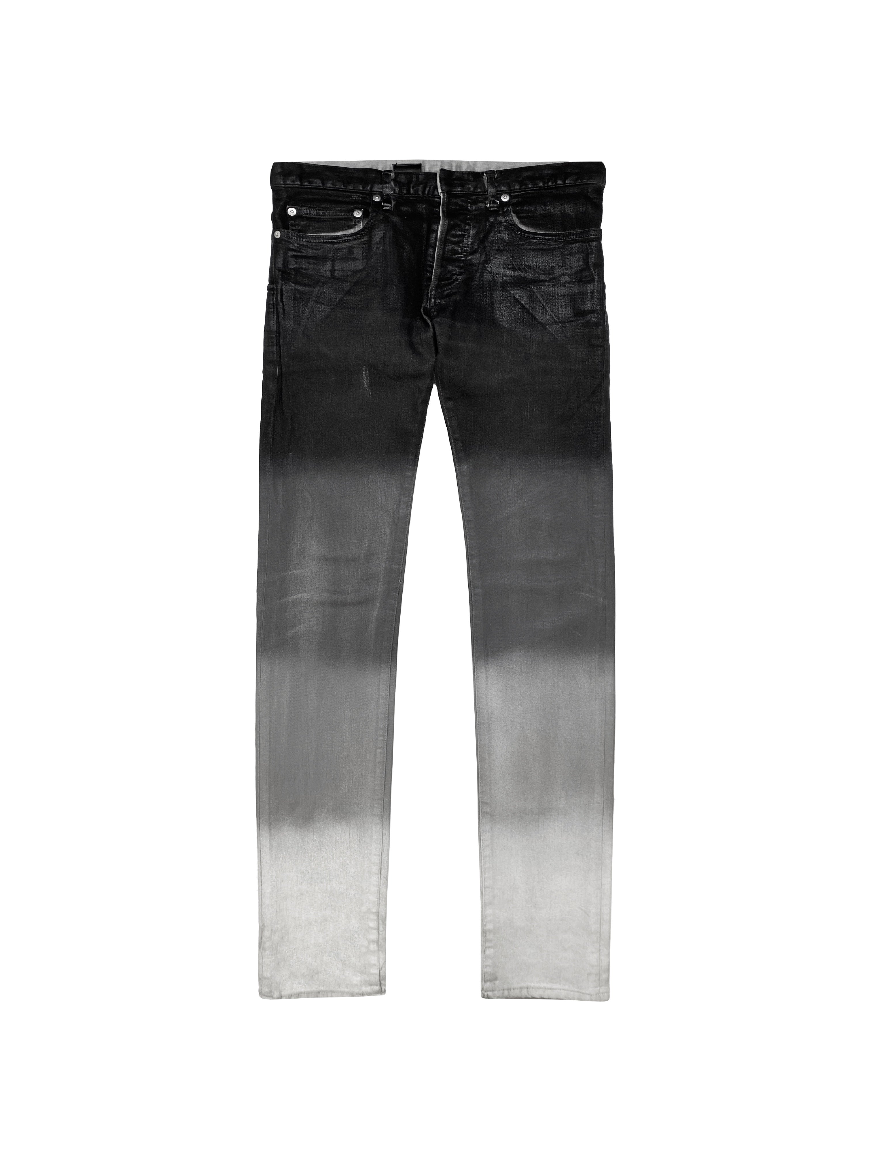 Dior by Hedi Slimane Gradient Dip-Dye Waxed Skinny Denim