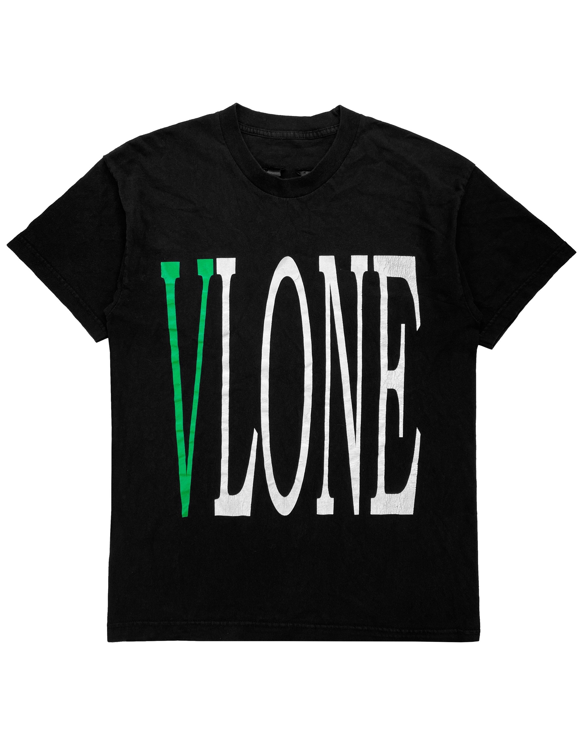 Vlone “V” Green Staple Graphic Black T-Shirt