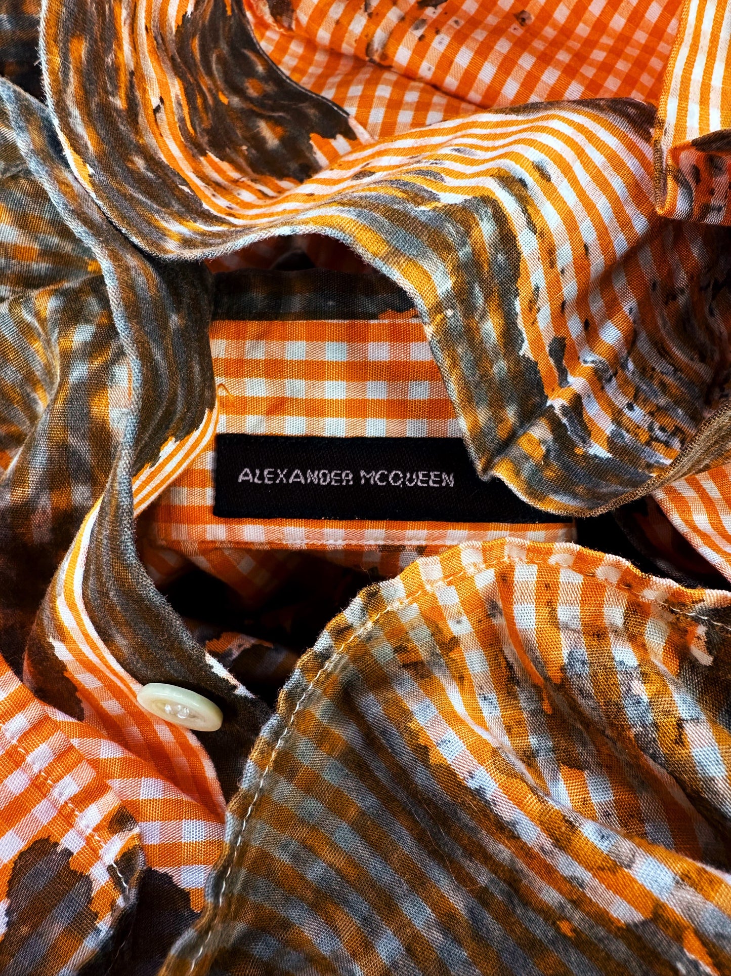 SS95 Alexander McQueen ‘The Birds’ Roadkill Tire Tracks Collared Shirt