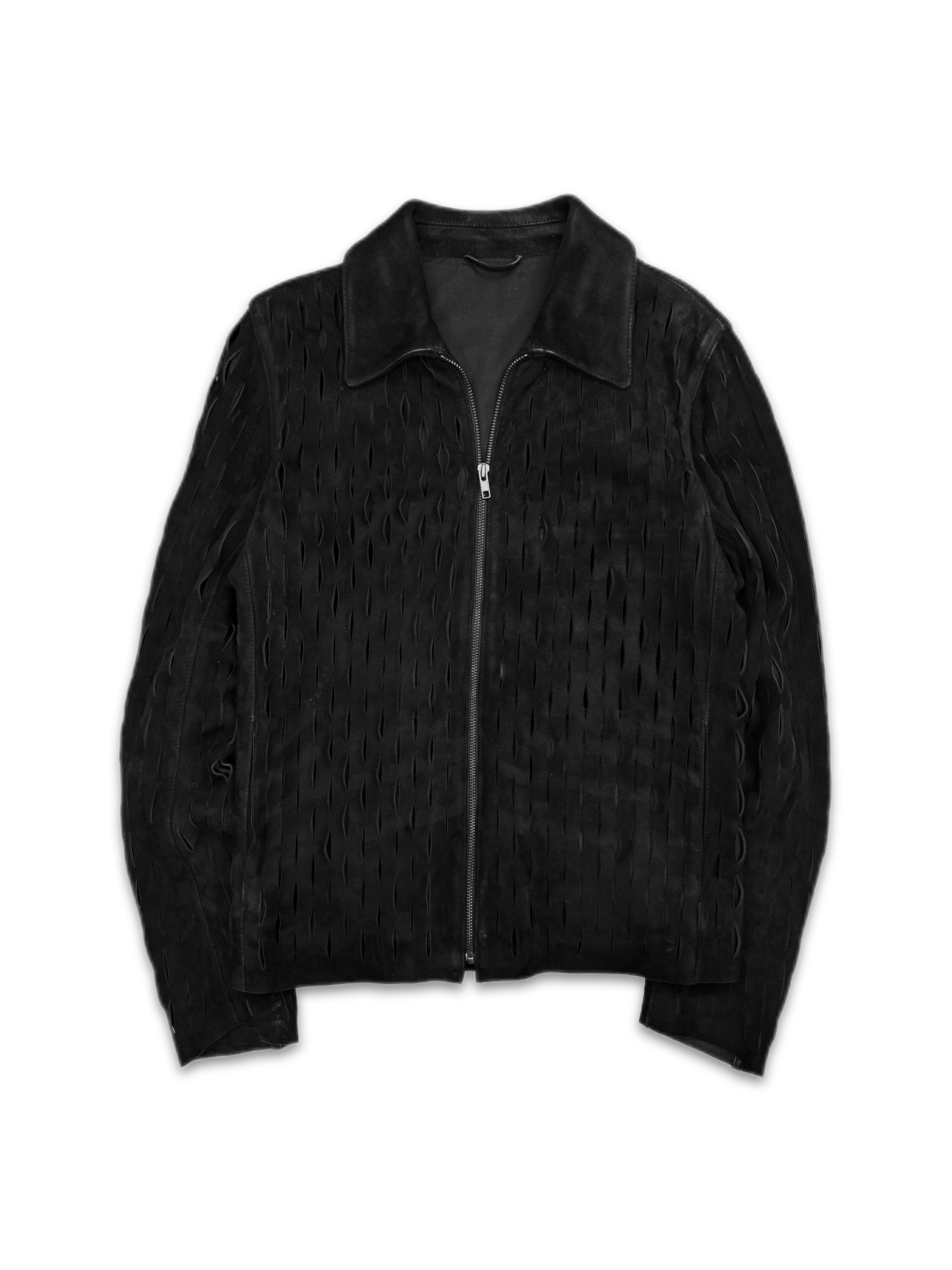 SS09 Maison Margiela Laser Cut Suede Black Layered Jacket