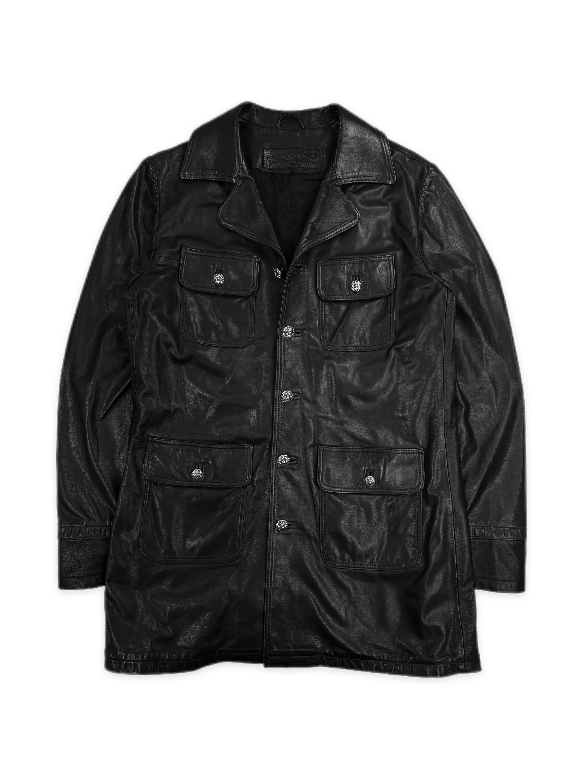 Chrome Hearts 8 Cross Patch Black Multi Pocket Leather Trench Coat 🕷️