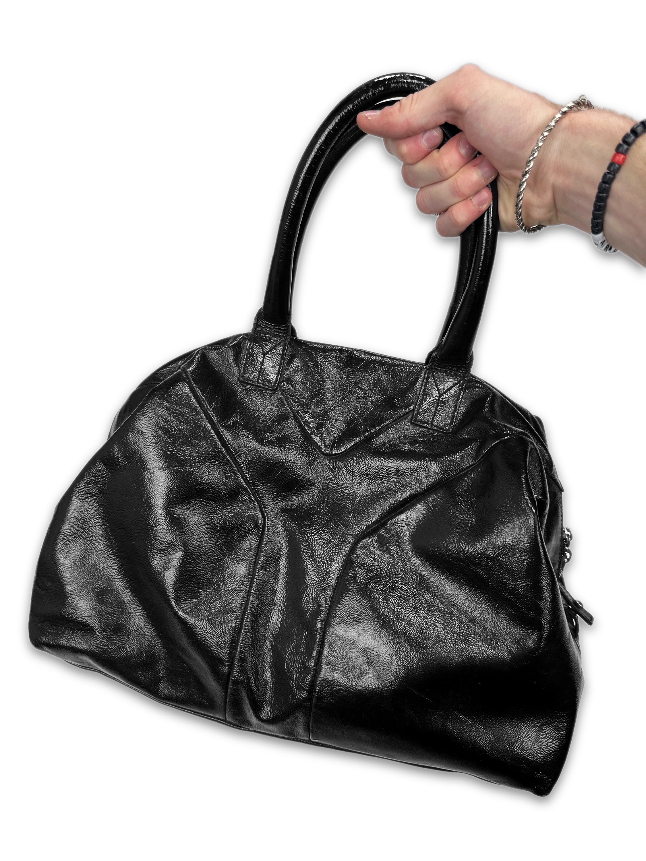 Yves Saint Laurent Patent Leather Gold Hardware Hand Bag