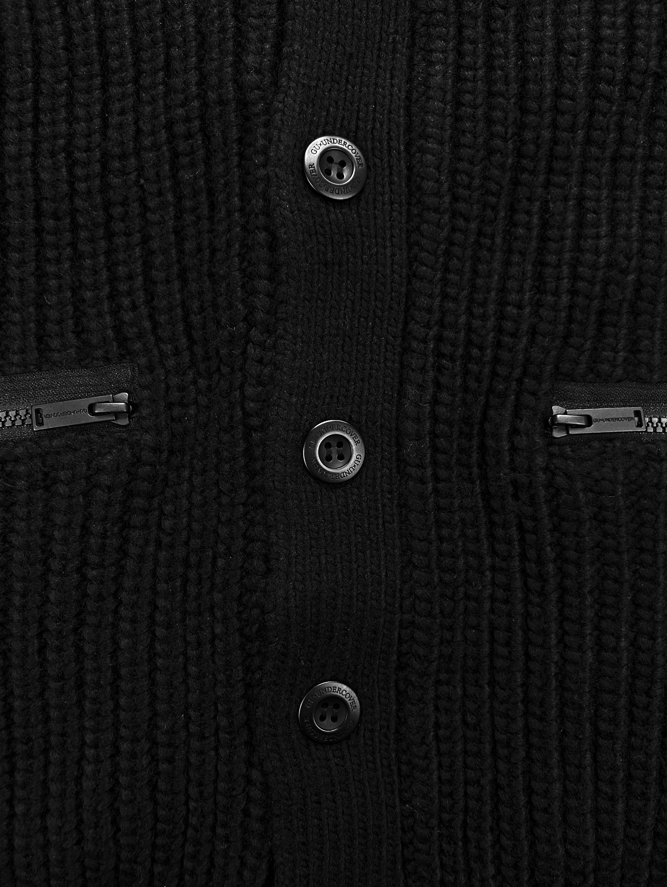 Undercover Black Heavy Weight Cable Knit Cardigan