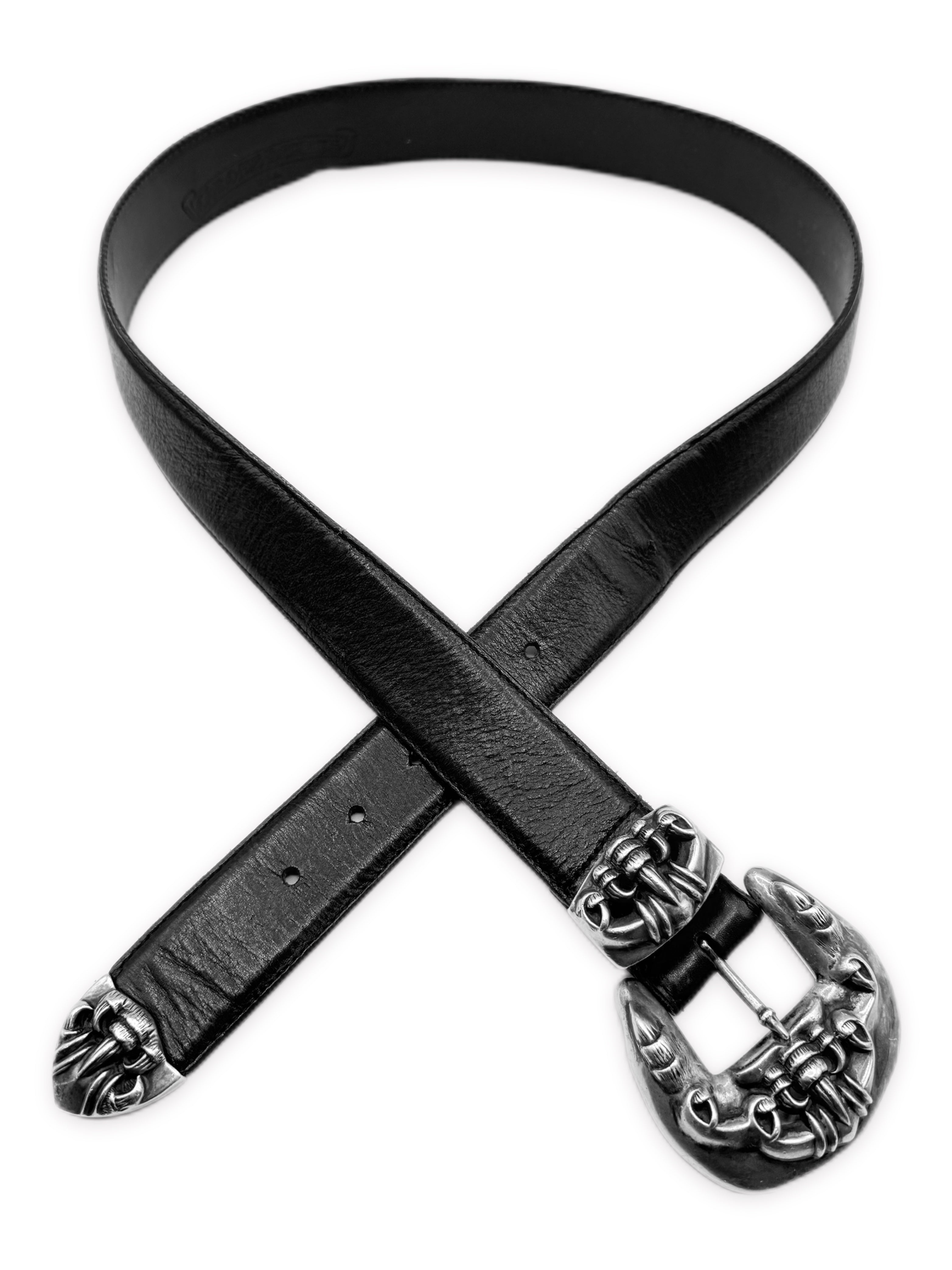 Chrome Hearts Talon Western 3 Piece .925 Silver Black Leather Belt