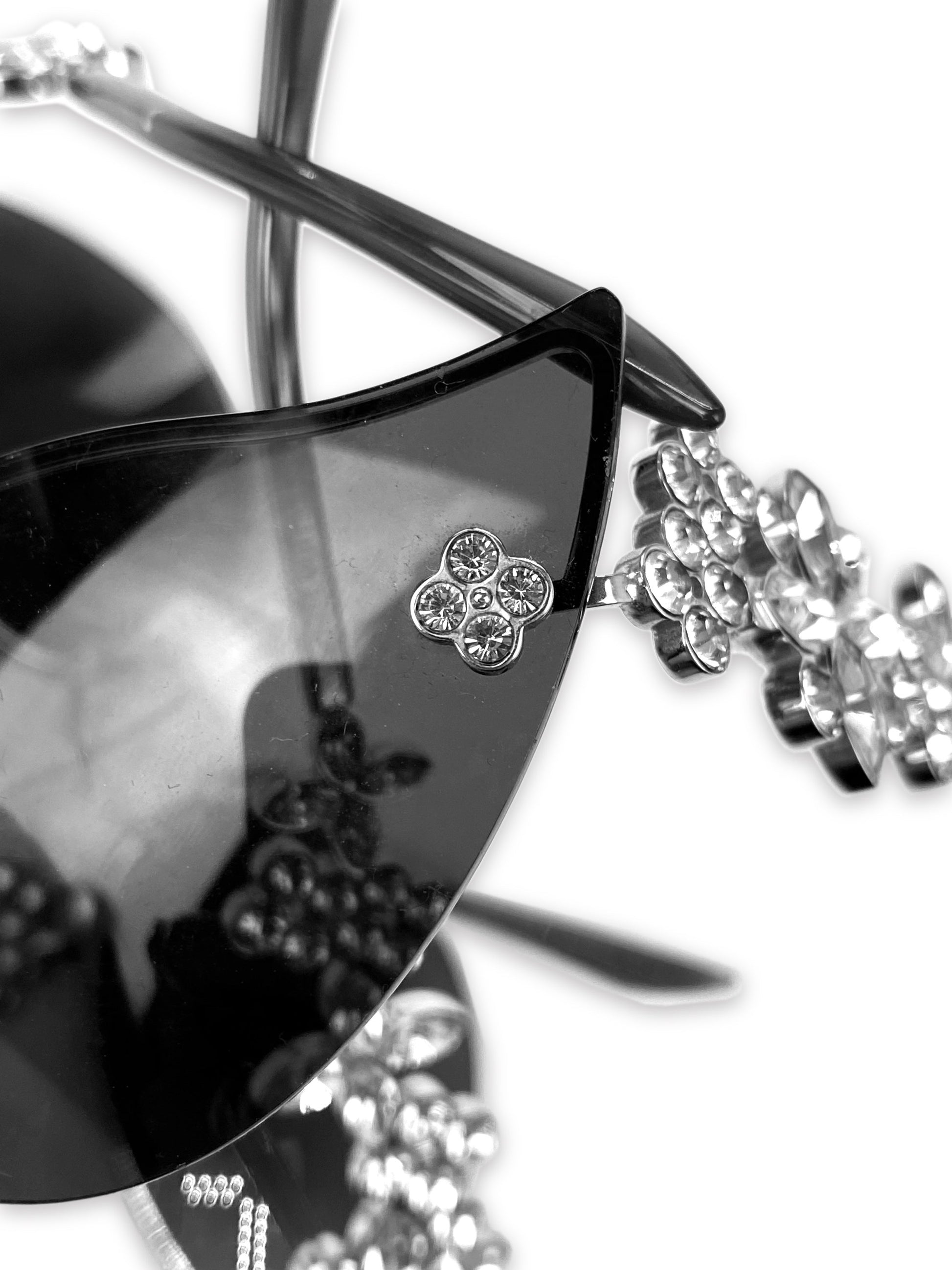 Louis Vuitton 62/1000 Silver ‘Cat Eyes’ Swarovski Crystal Sunglasses