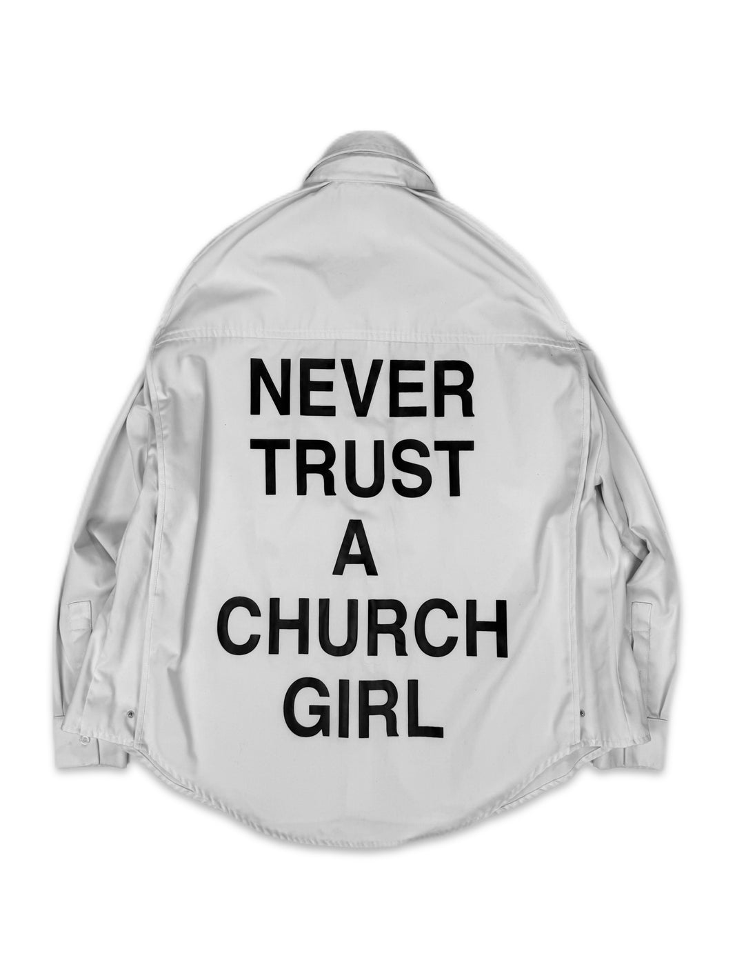SS17 Hood by Air ‘Never Trust a Church Girl’ Slogan Button Up Shirt