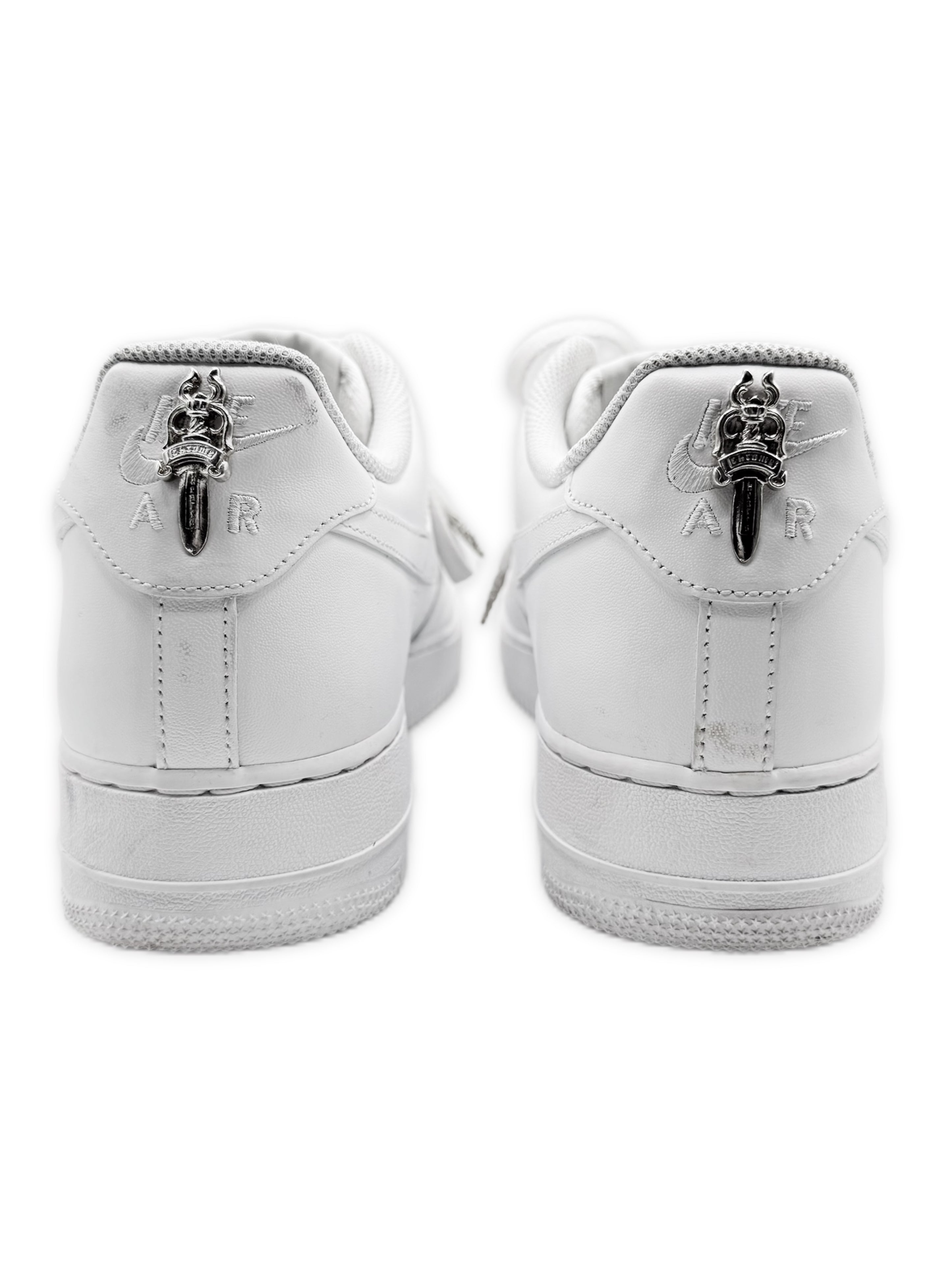 Chrome Hearts Air Force 1 Dagger Lace Locks White Leather Sneakers